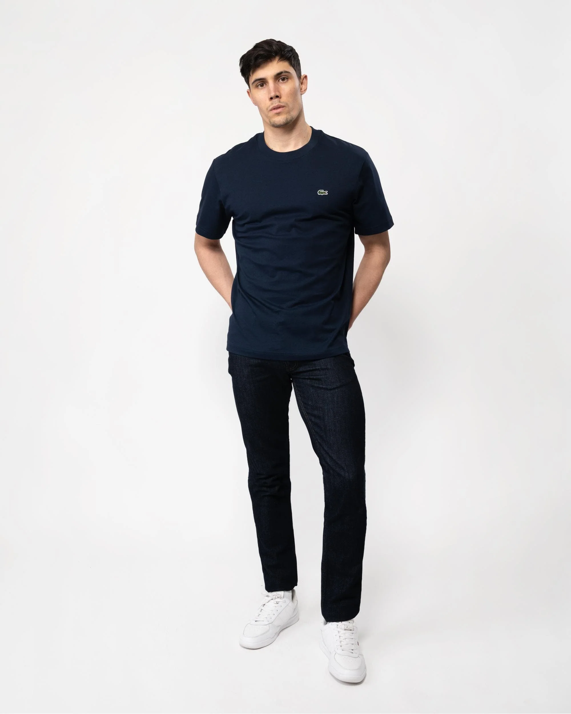 Lacoste Mens Classic Fit Cotton Jersey T-Shirt - Navy Blue 166 - Image 3