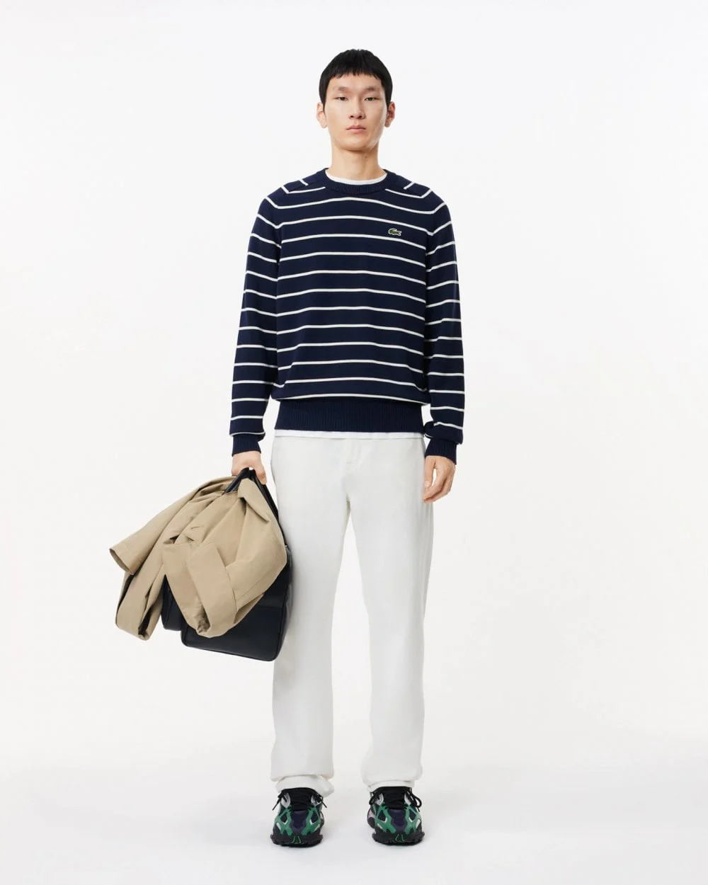 Lacoste Mens Cotton Crew Neck Striped Jumper - Image 3