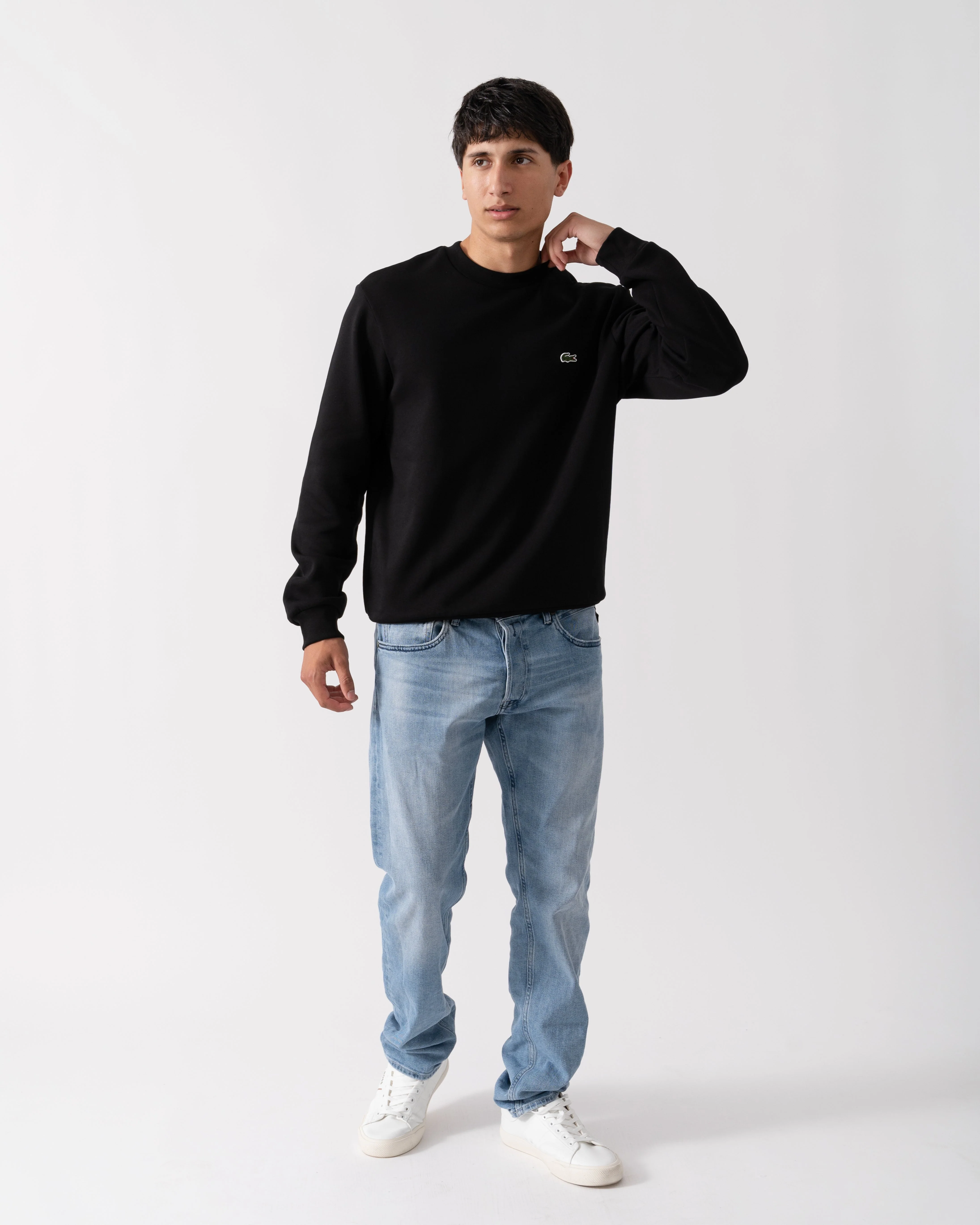 Lacoste Mens Crew Neck Fleece Sweatshirt - Black 031 - Image 3