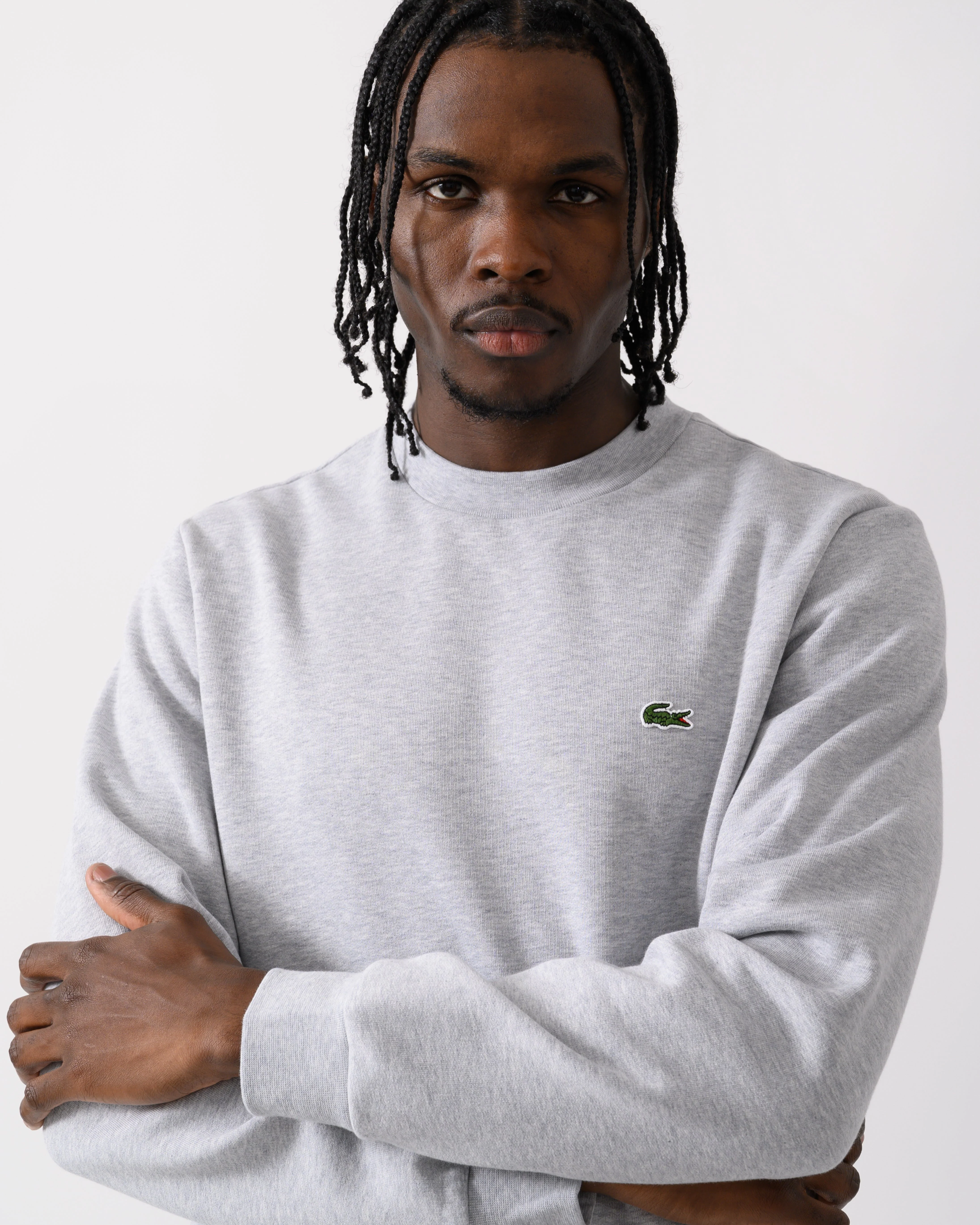 Lacoste Mens Crew Neck Fleece Sweatshirt - Silver Chine CCA - Image 2