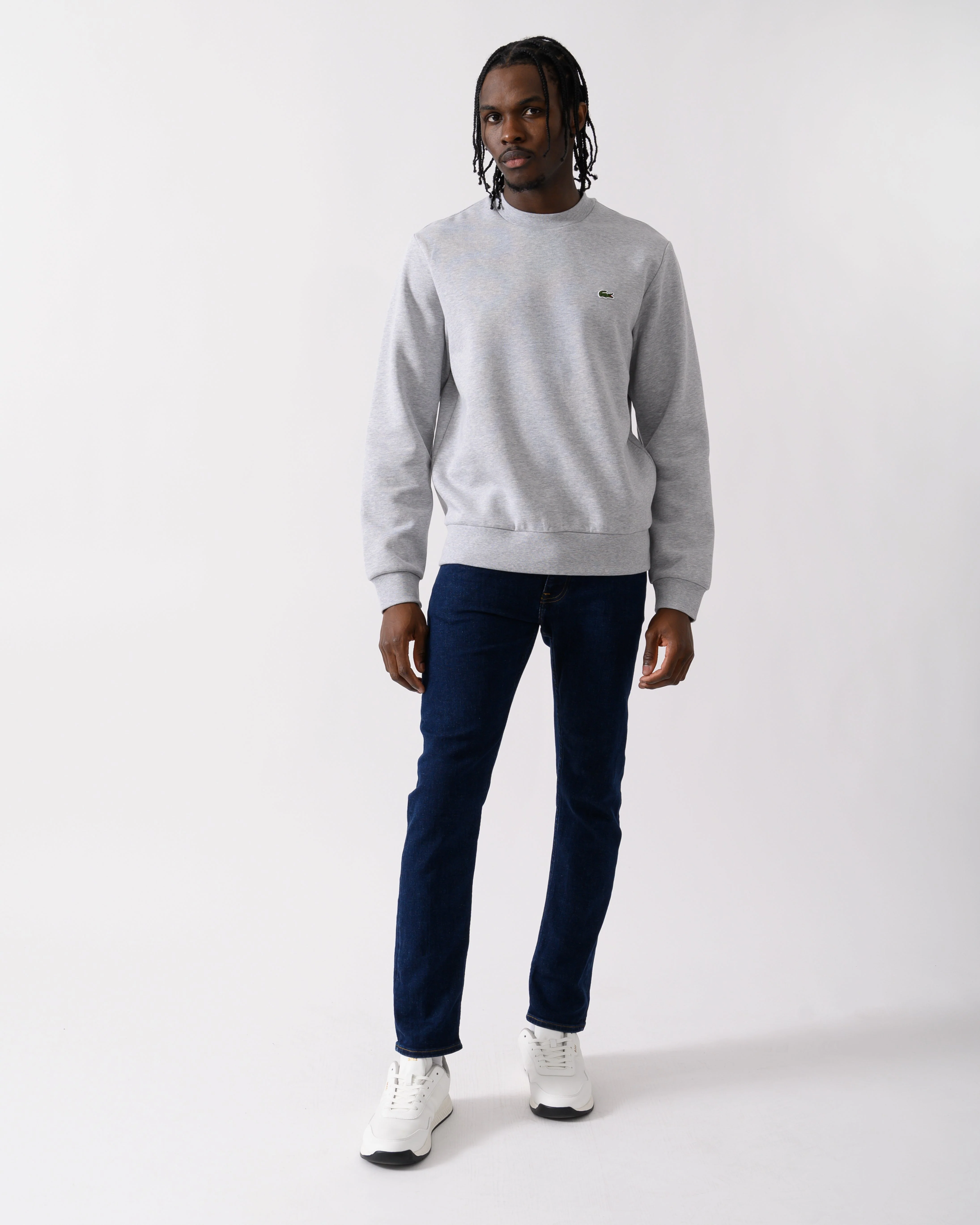 Lacoste Mens Crew Neck Fleece Sweatshirt - Silver Chine CCA - Image 3