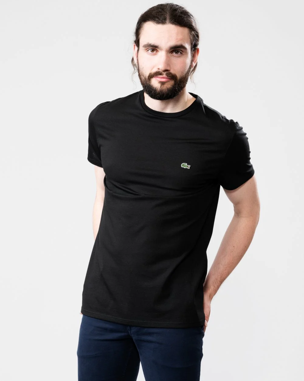 Lacoste Mens Crew Neck Pima Cotton Jersey T-Shirt - Black 031 - Image 3
