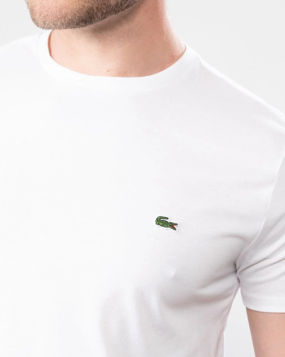 Lacoste Mens Crew Neck Pima Cotton Jersey T-Shirt - White 001 - Image 2