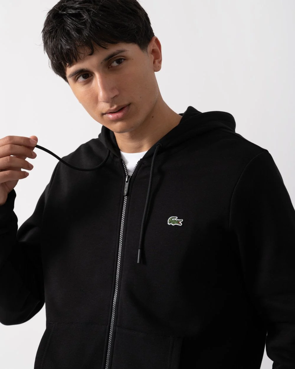 Lacoste Mens Fleece Full-Zip Hoodie - Black 031 - Image 2