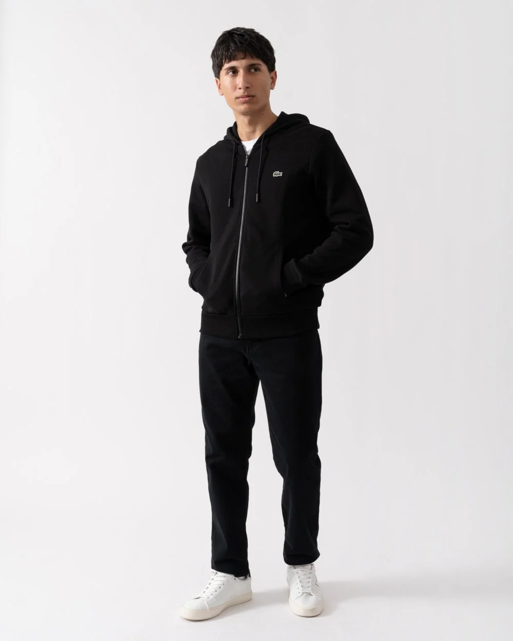 Lacoste Mens Fleece Full-Zip Hoodie - Black 031 - Image 3