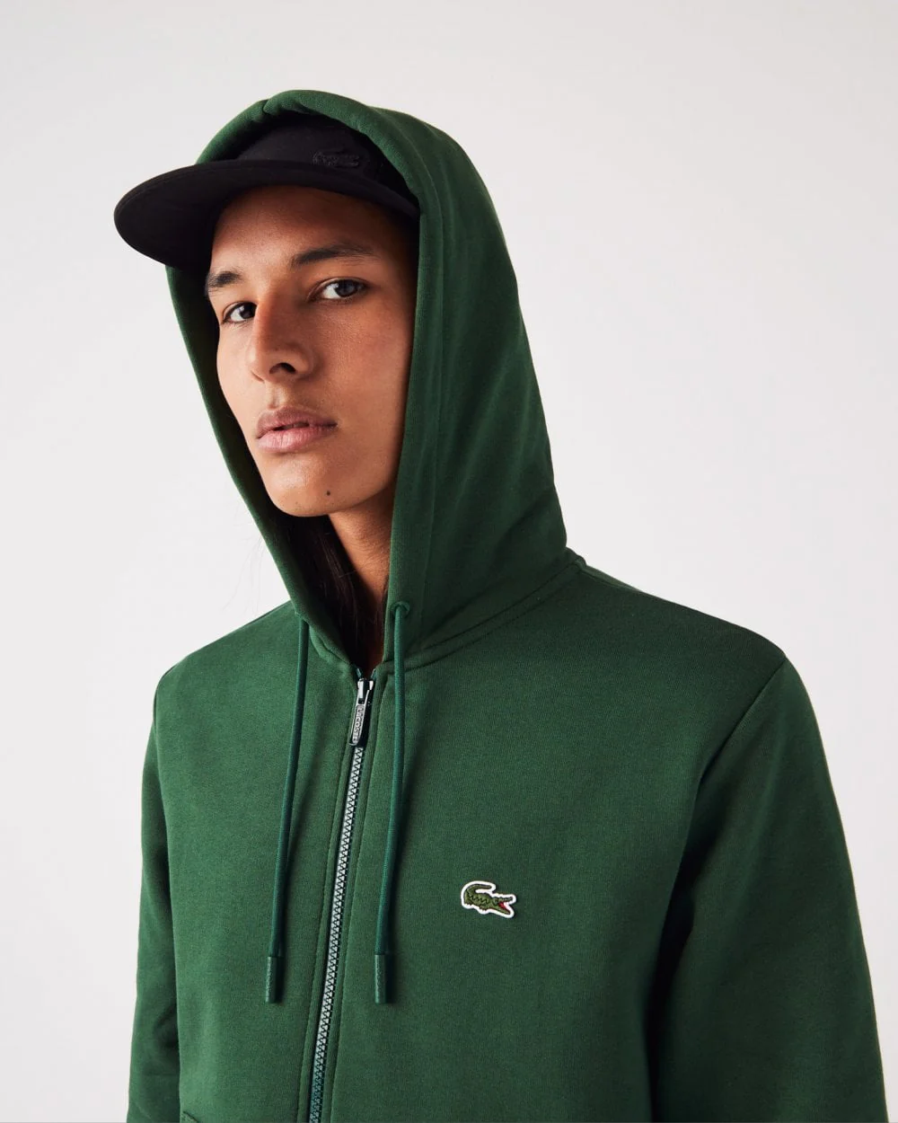 Lacoste Mens Fleece Full-Zip Hoodie - Green 132 - Image 4
