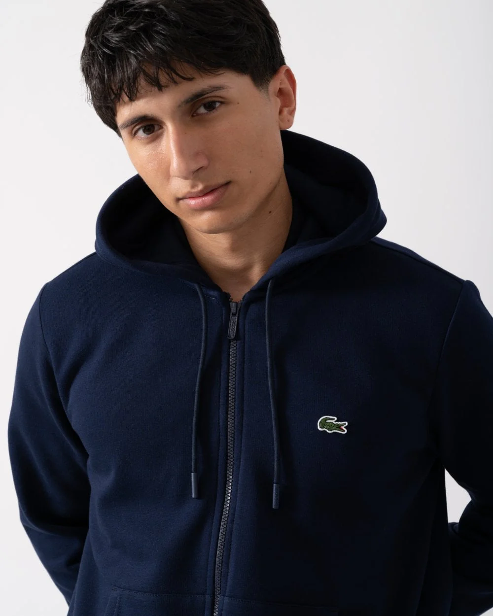 Lacoste Mens Fleece Full-Zip Hoodie - Navy Blue 166 - Image 2