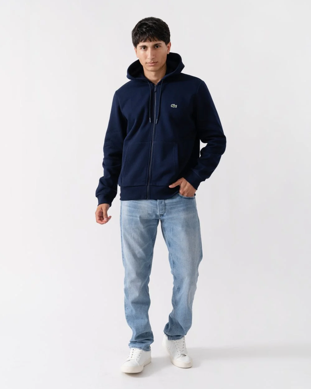 Lacoste Mens Fleece Full-Zip Hoodie - Navy Blue 166 - Image 3