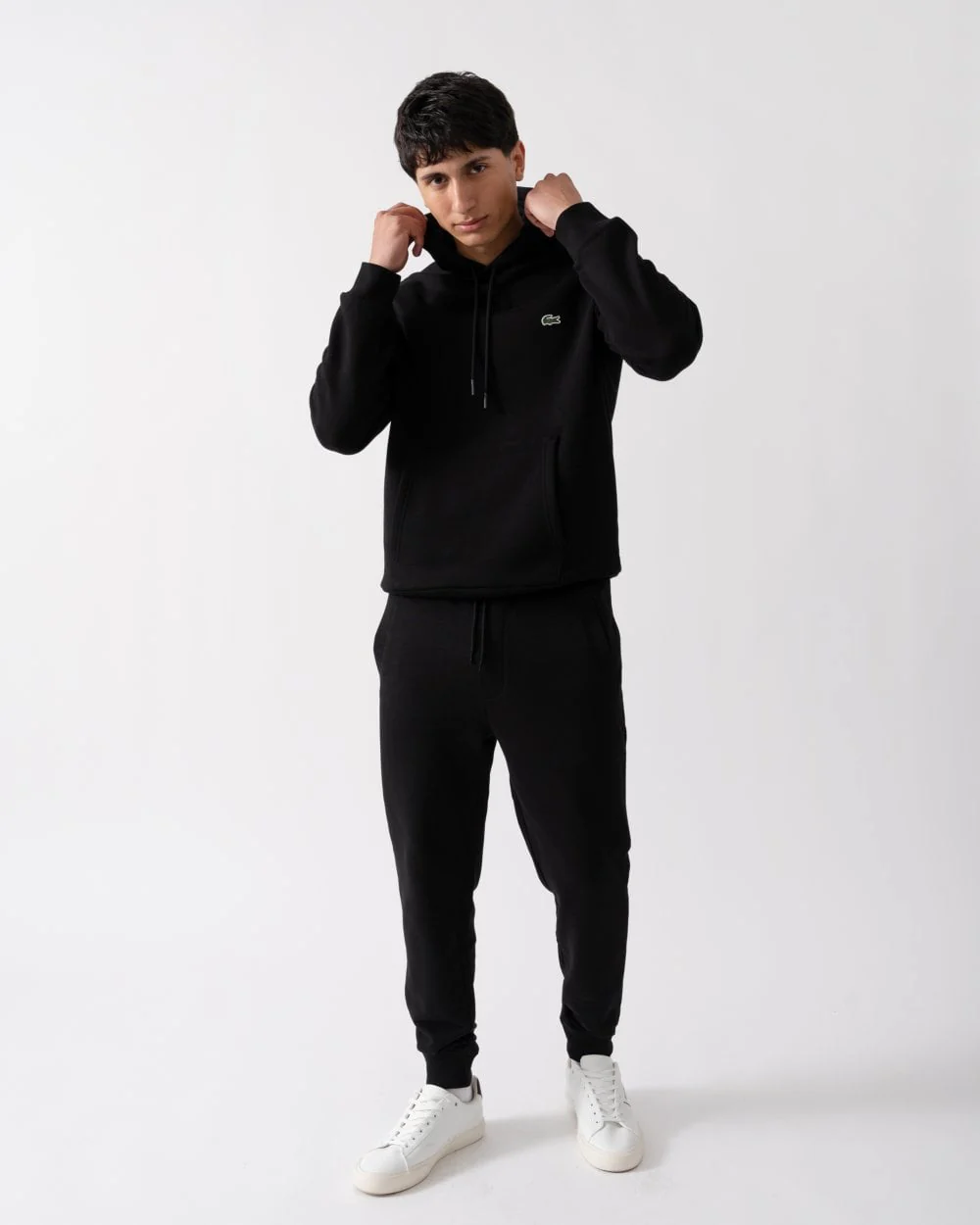 Lacoste Mens Fleece Hoodie - Black 031 - Image 3