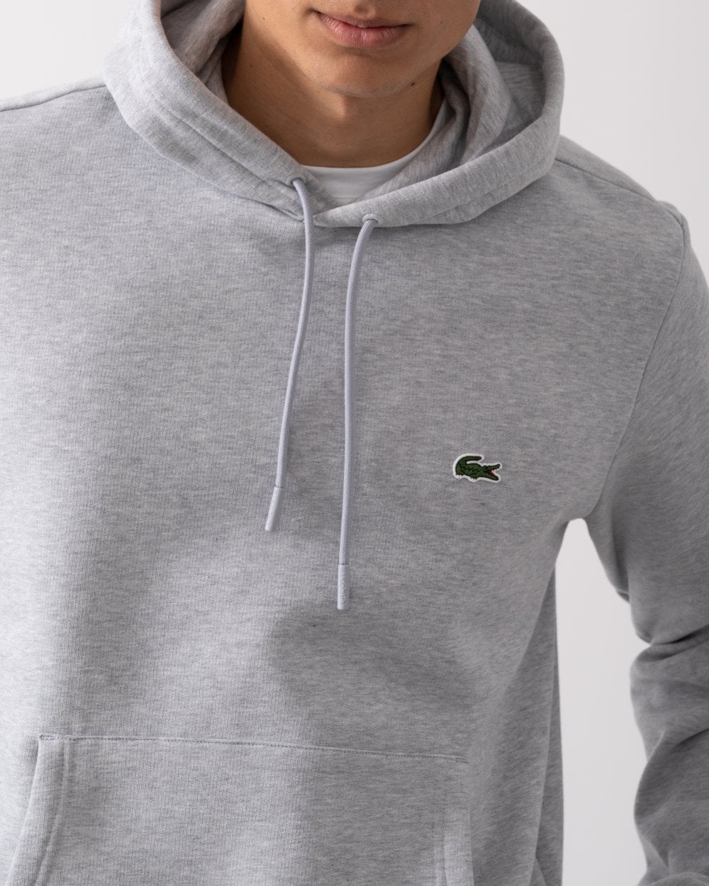 Lacoste Mens Fleece Hoodie - Silver Chine CCA - Image 2