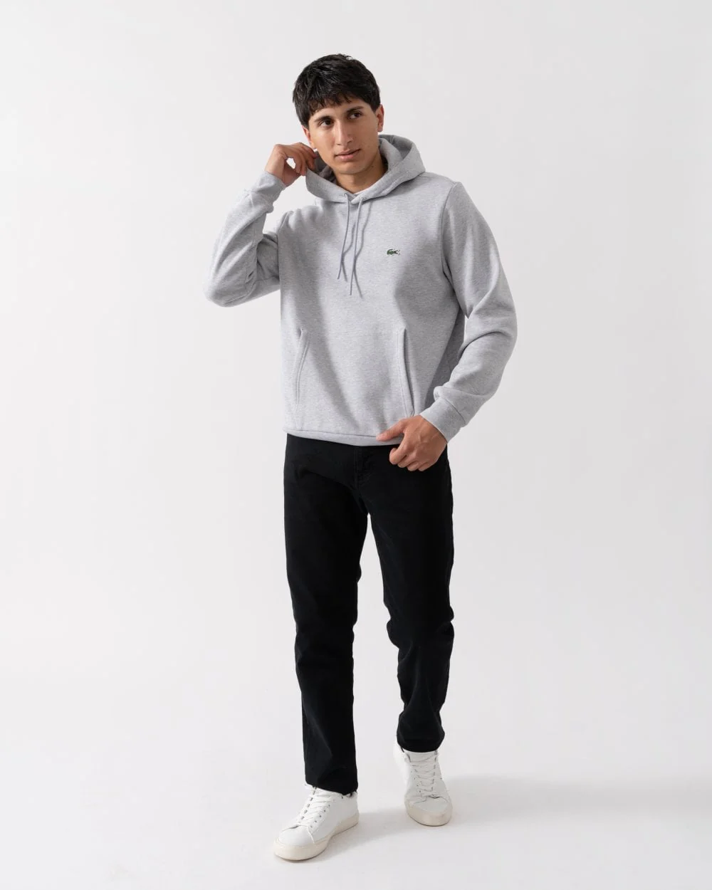 Lacoste Mens Fleece Hoodie - Silver Chine CCA - Image 3