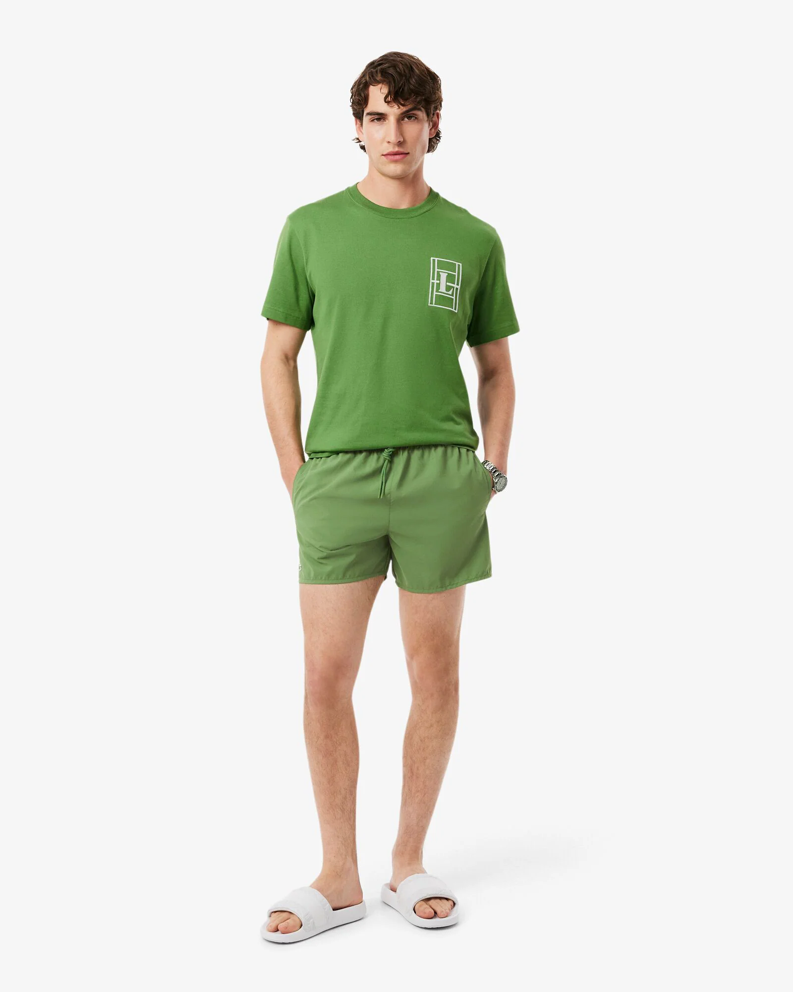 Lacoste Mens Light Quick-Dry Swim Shorts - Lamb's Lettuce/Green 37I - Image 3