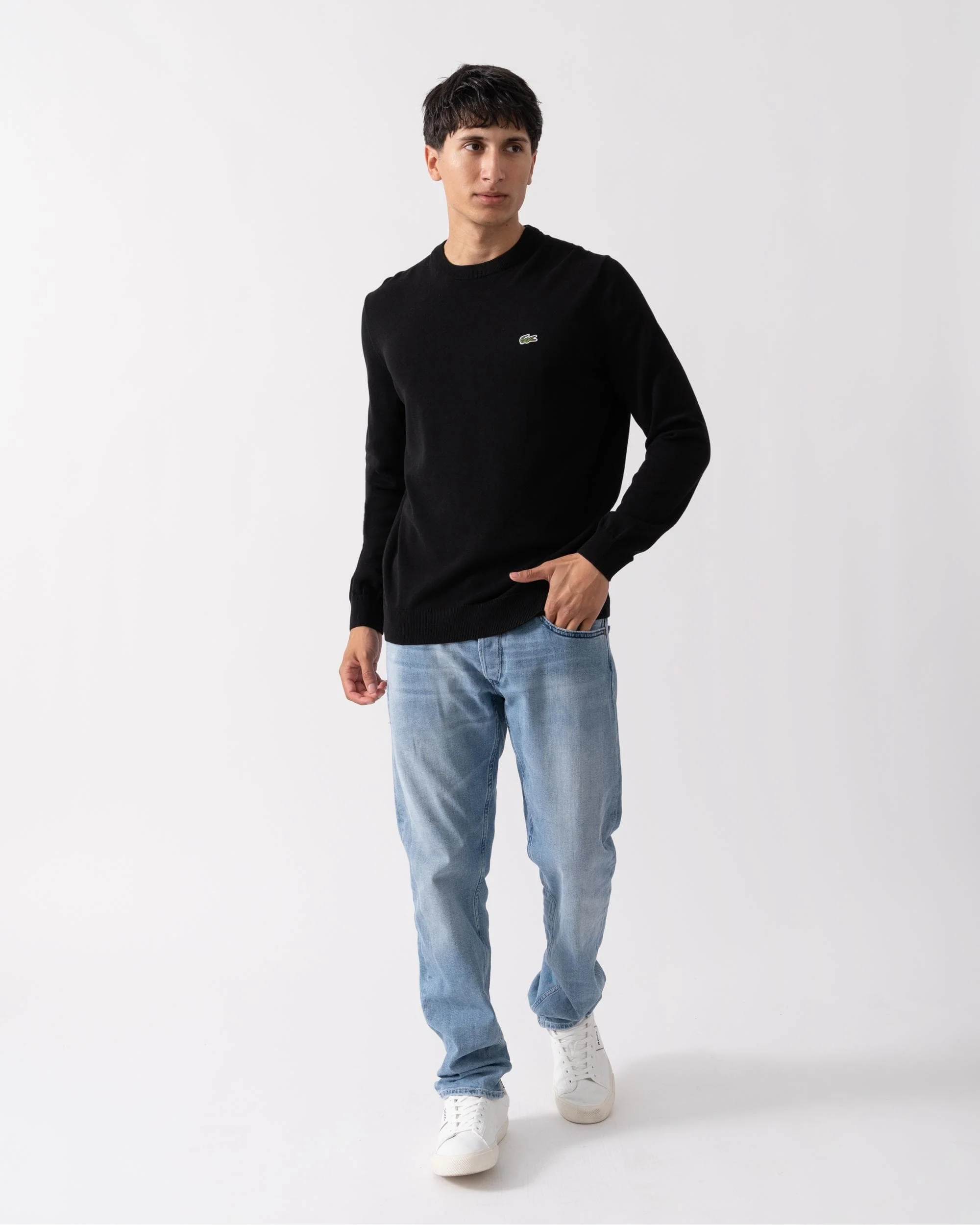 Lacoste Mens Organic Cotton Crew Neck Sweater - Black 031 - Image 3