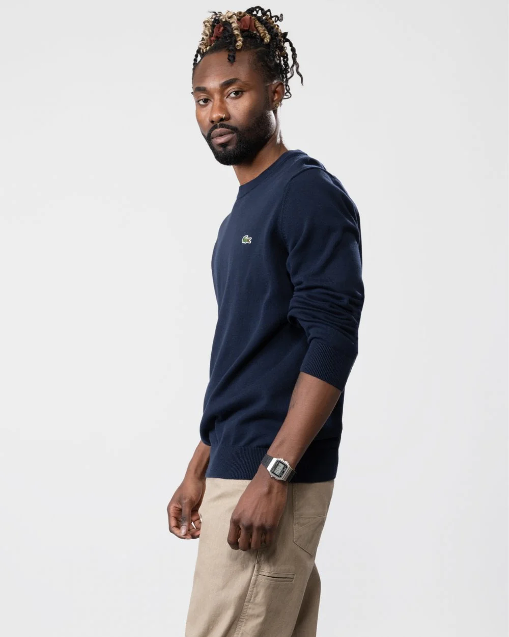 Lacoste Mens Organic Cotton Crew Neck Sweater - Navy Blue 166 - Image 3
