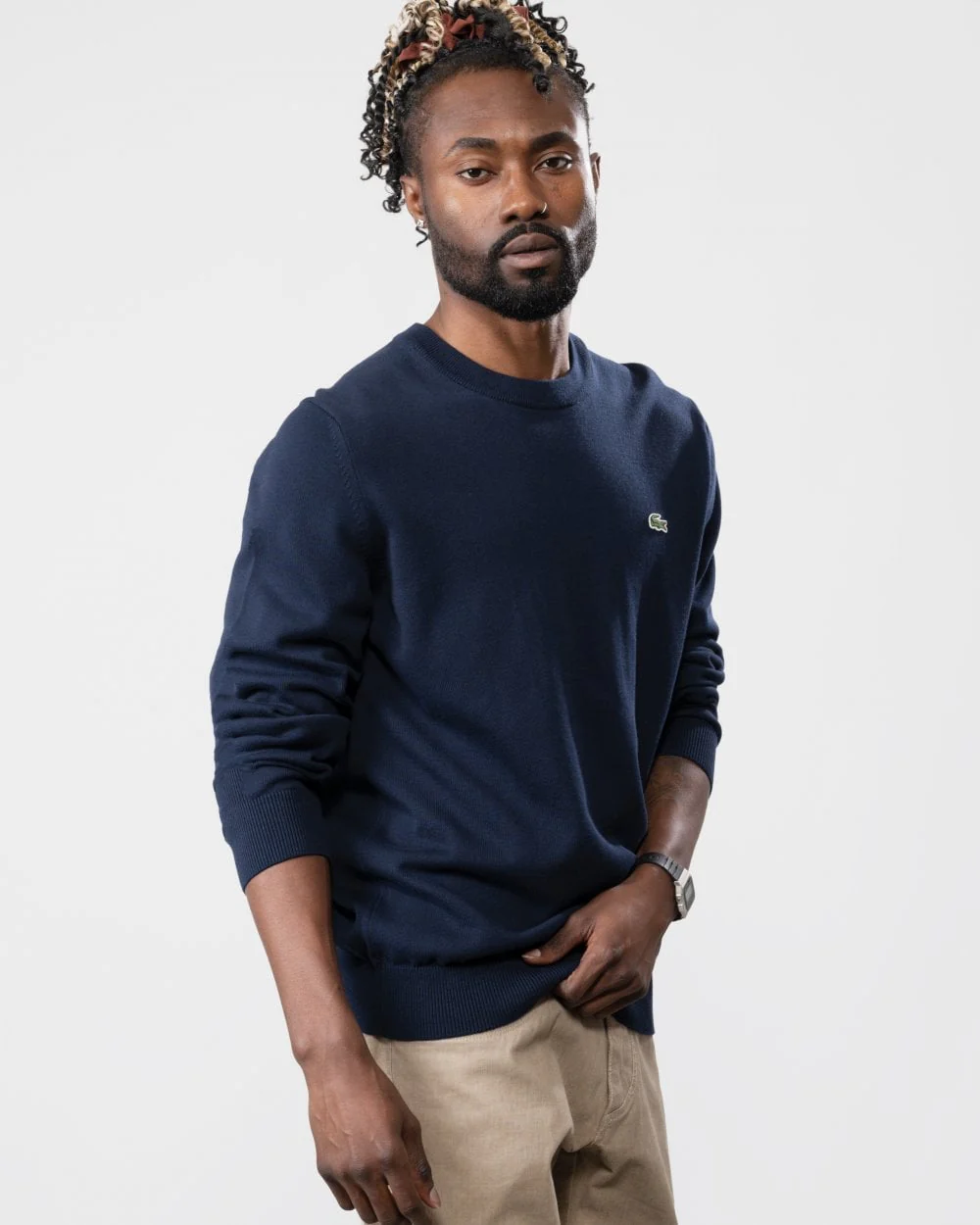 Lacoste Mens Organic Cotton Crew Neck Sweater - Navy Blue 166 - Image 4