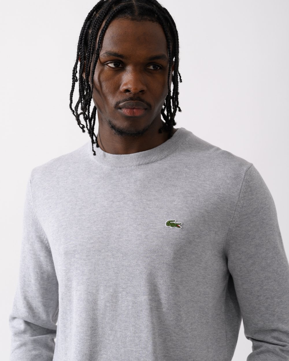 Lacoste Mens Organic Cotton Crew Neck Sweater - Silver Chine CCA - Image 2