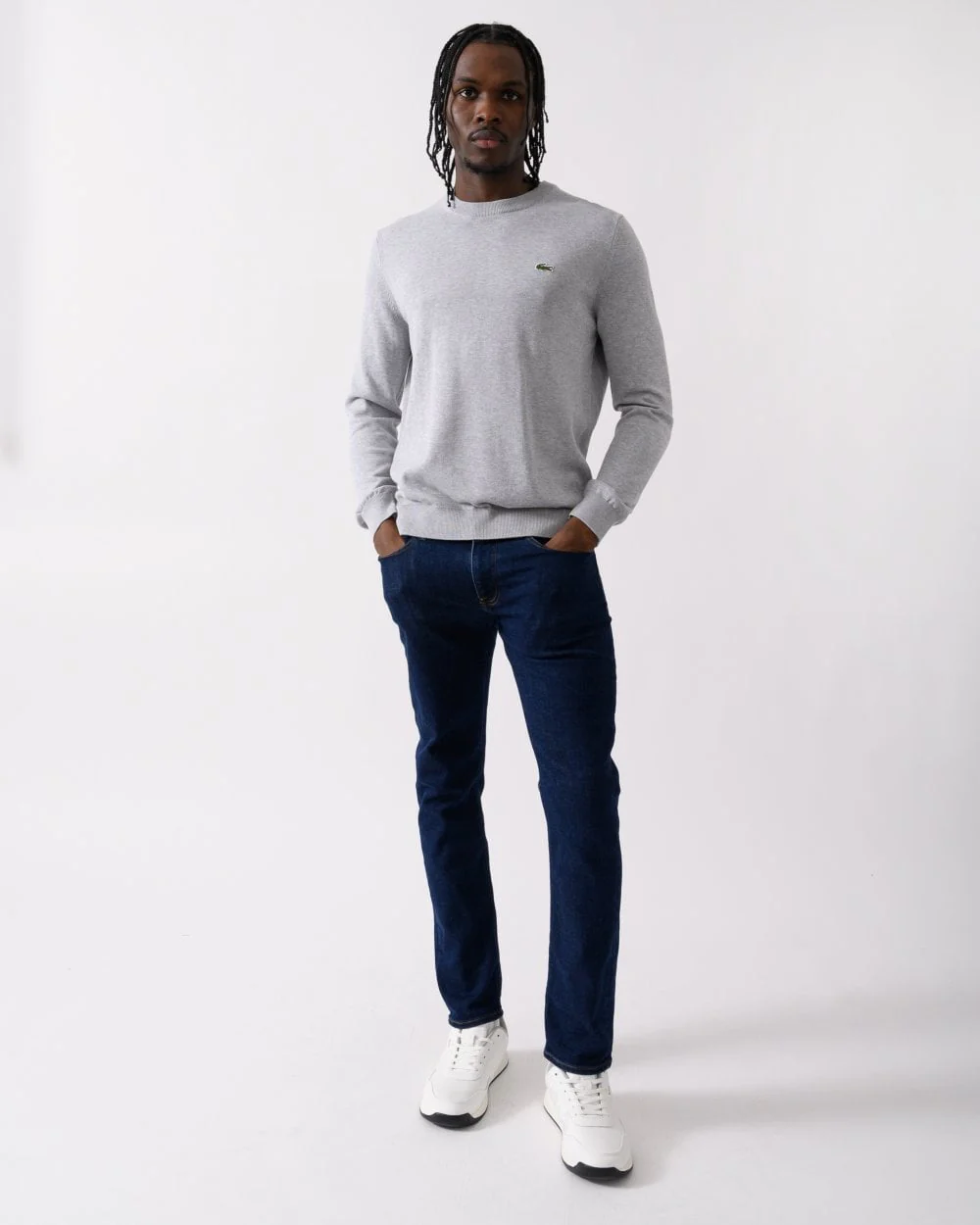 Lacoste Mens Organic Cotton Crew Neck Sweater - Silver Chine CCA - Image 3