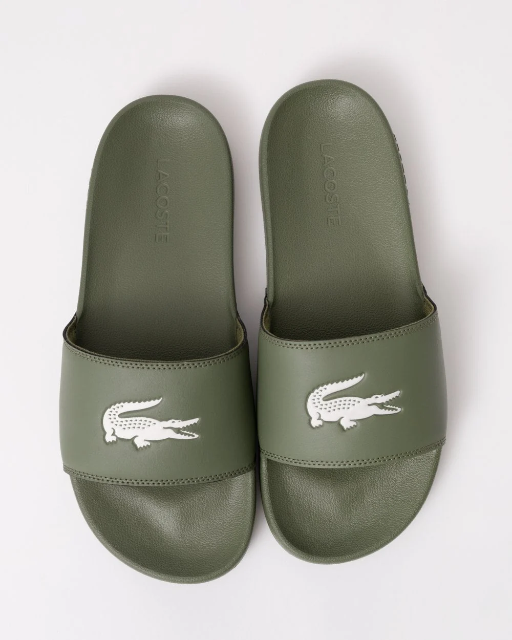 Lacoste Mens Serve Sliders - Khaki/White 255 - Image 3