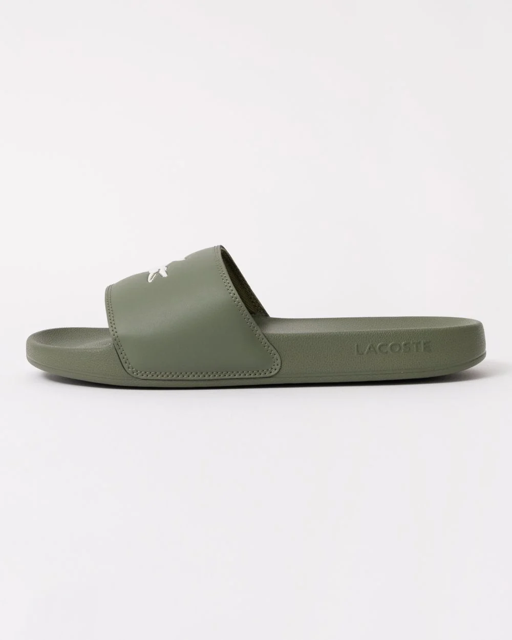 Lacoste Mens Serve Sliders - Khaki/White 255 - Image 5