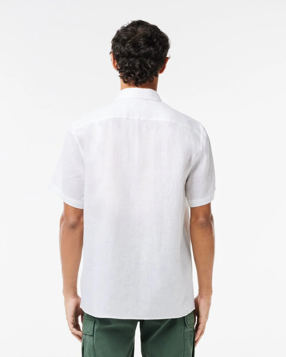 Lacoste Mens Short Sleeve Straight Cut Linen Shirt - Image 3