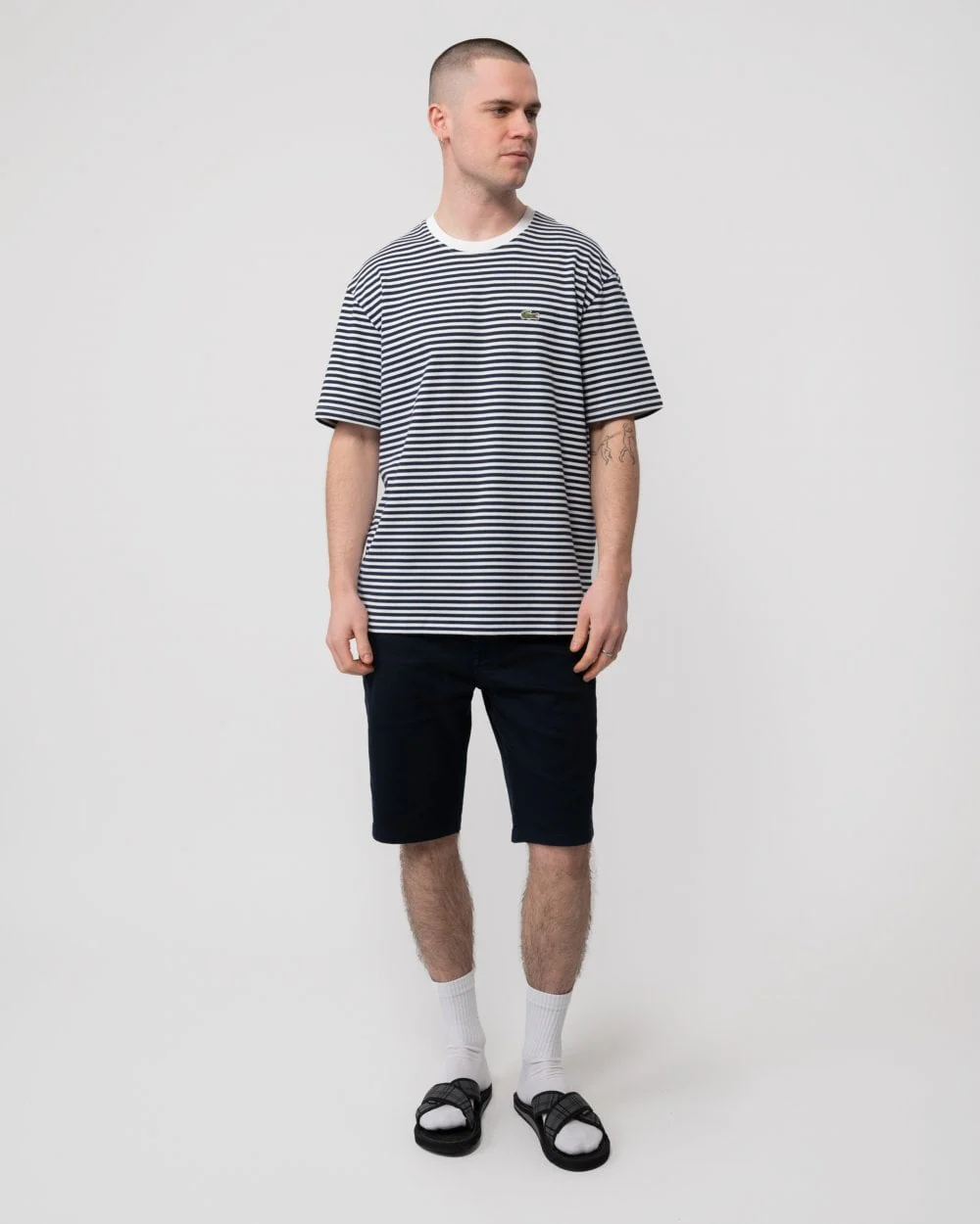 lacoste Mens Striped Crew Neck T-Shirt - Image 3