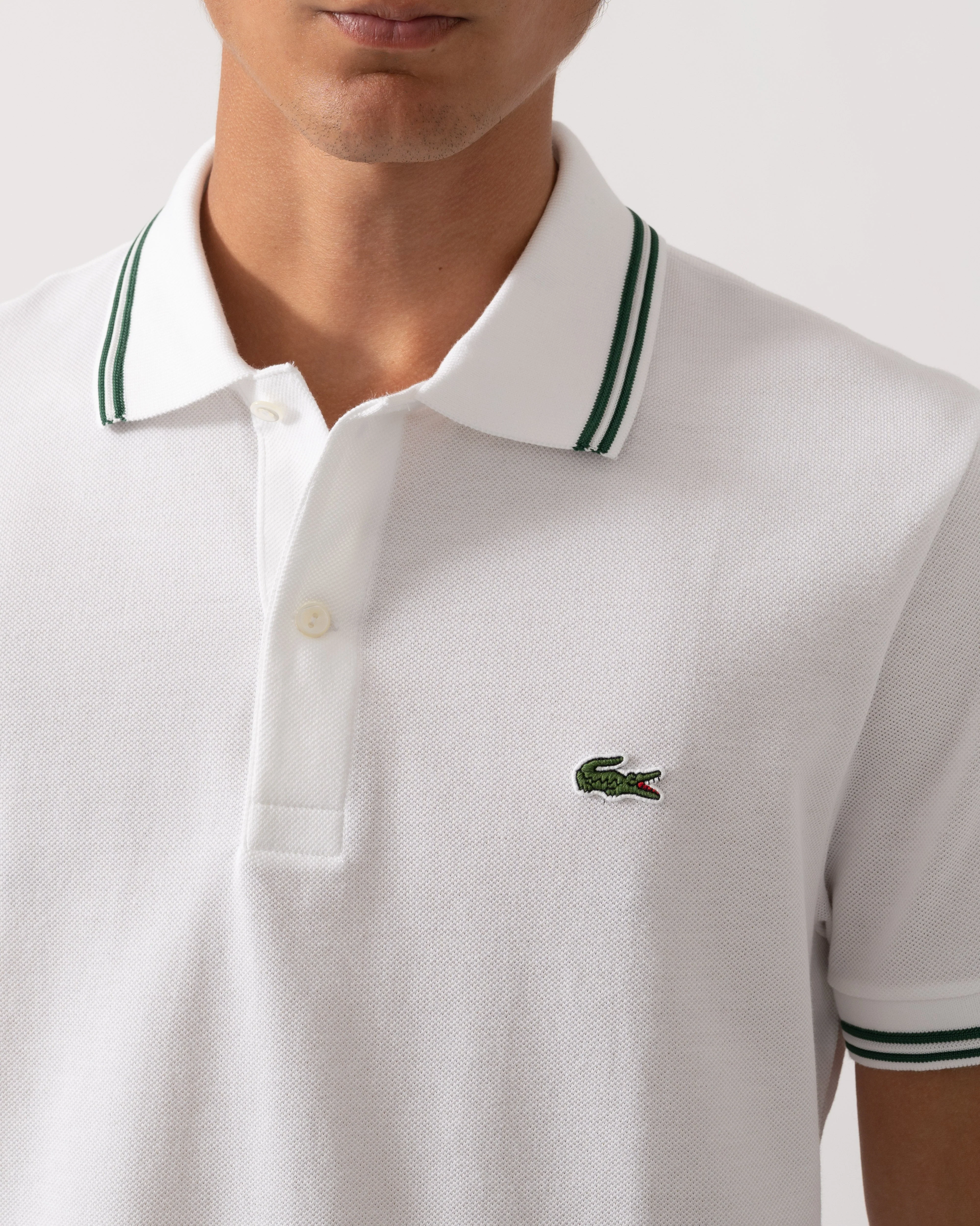 Lacoste Mens Tipped Polo Shirt - White 001 - Image 3