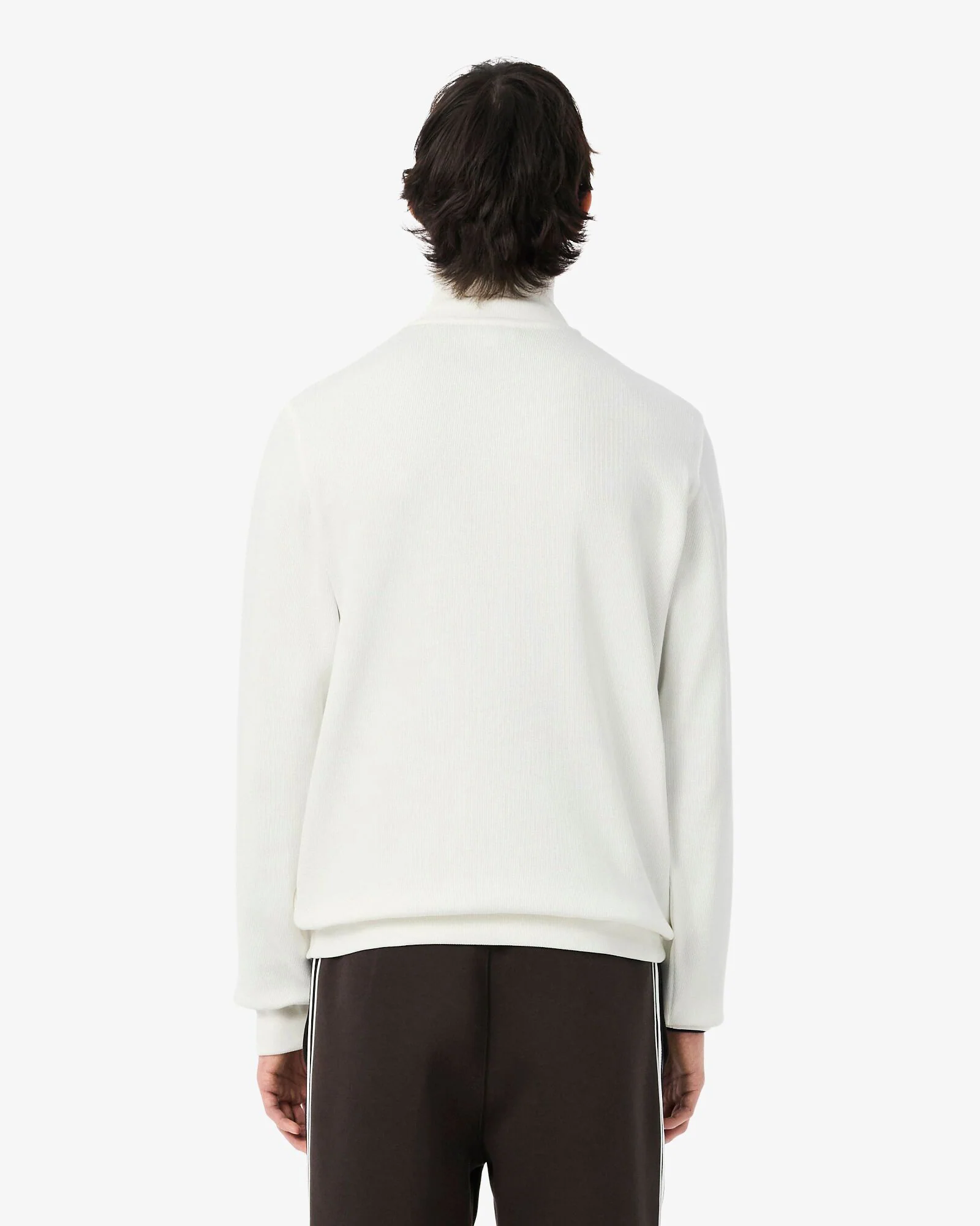 Lacoste Mens Zippered Stand-Up Collar Cotton Sweatshirt - Flour 70V - Image 4