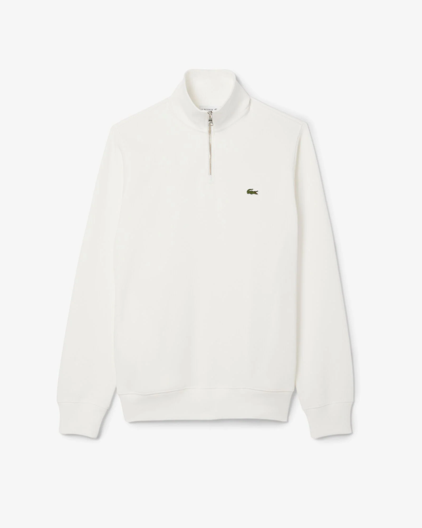 Lacoste Mens Zippered Stand-Up Collar Cotton Sweatshirt - Flour 70V - Image 7