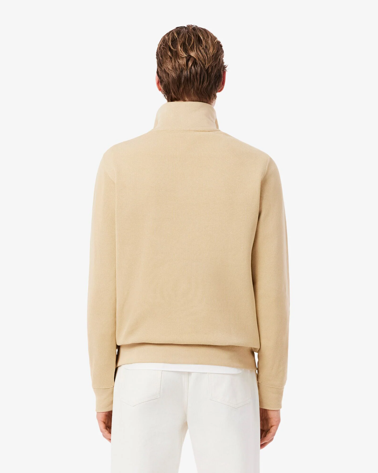Lacoste Zippered Stand-Up Collar Cotton Sweatshirt - Millet 8XF - Image 4
