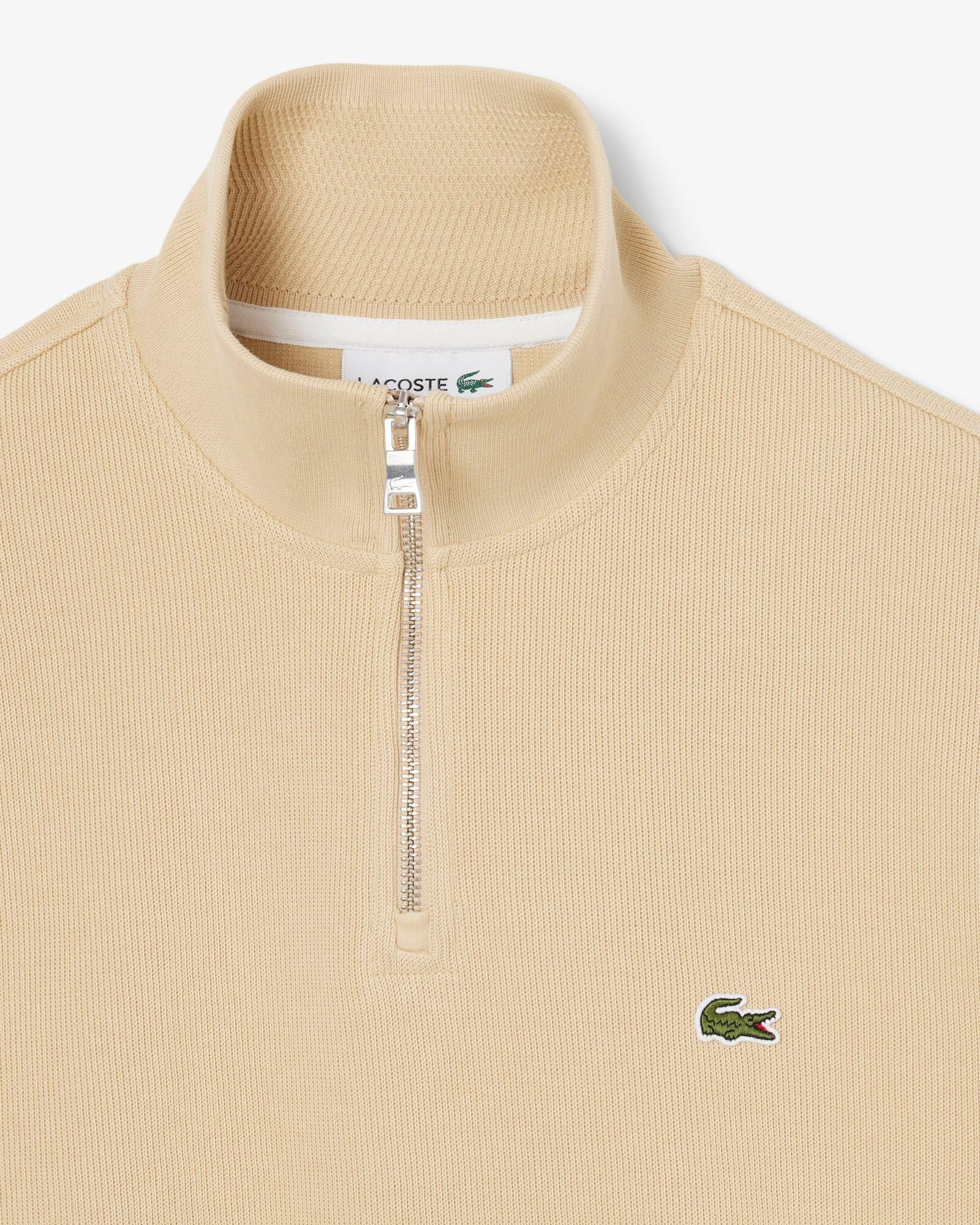 Lacoste Zippered Stand-Up Collar Cotton Sweatshirt - Millet 8XF - Image 5