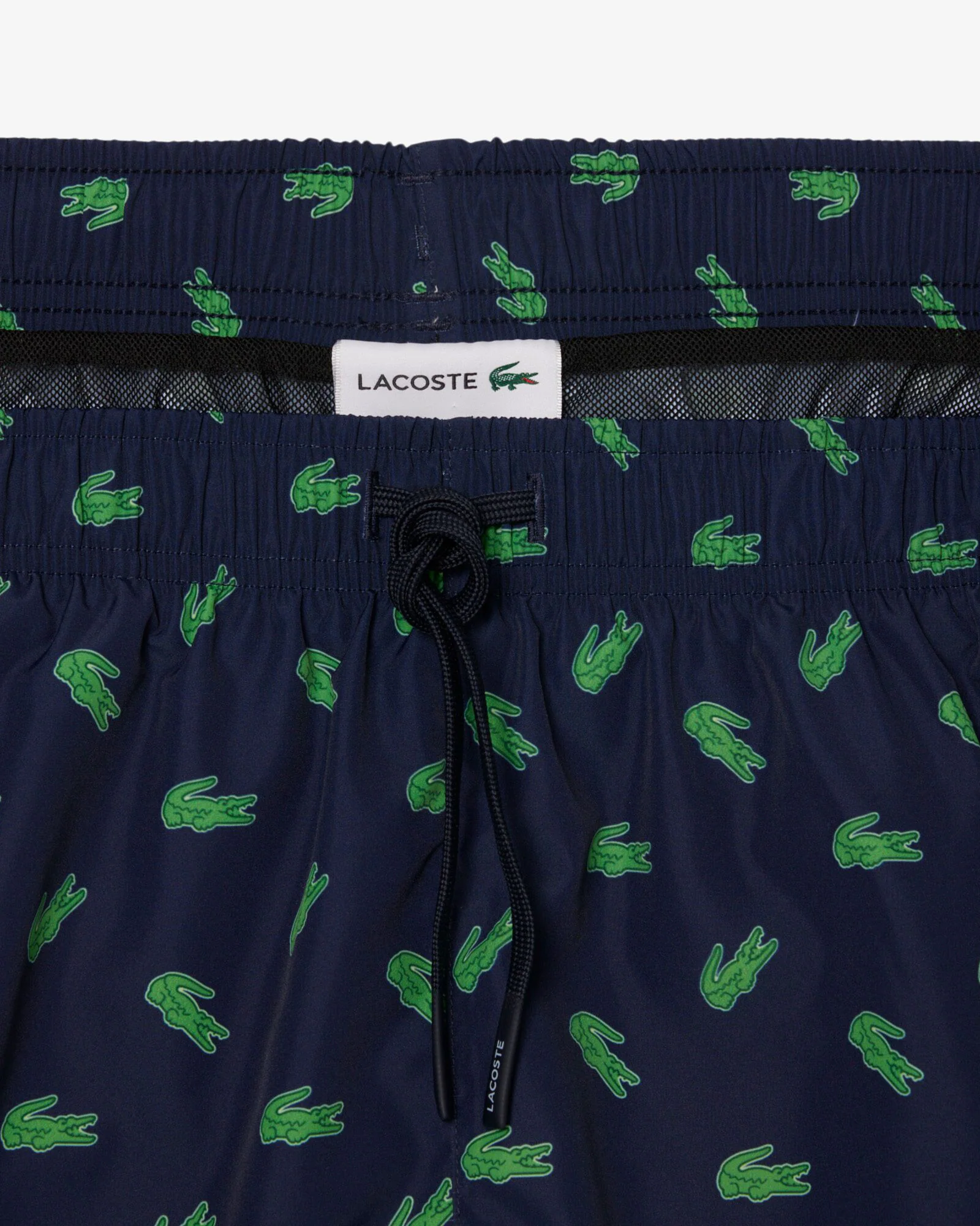 Lacoste Mid Length Crocodile Print Mens Swim Trunks - Navy Blue 166 - Image 3