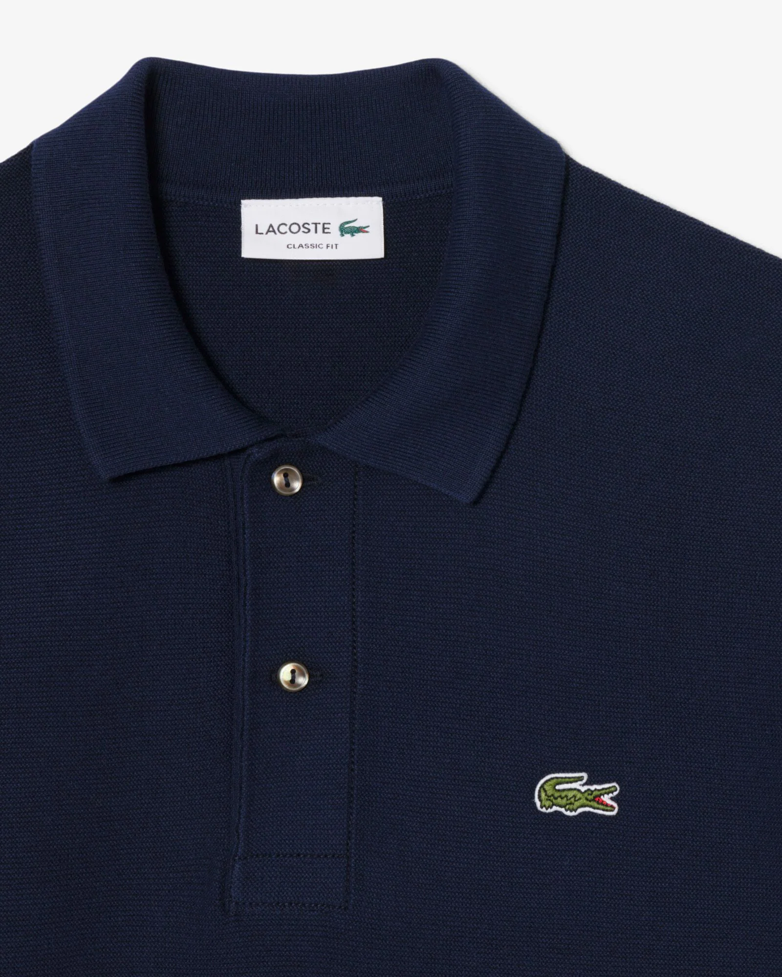 Lacoste Moss Stitch Cotton Polo Collar Mens Sweater - Navy Blue 166 - Image 2