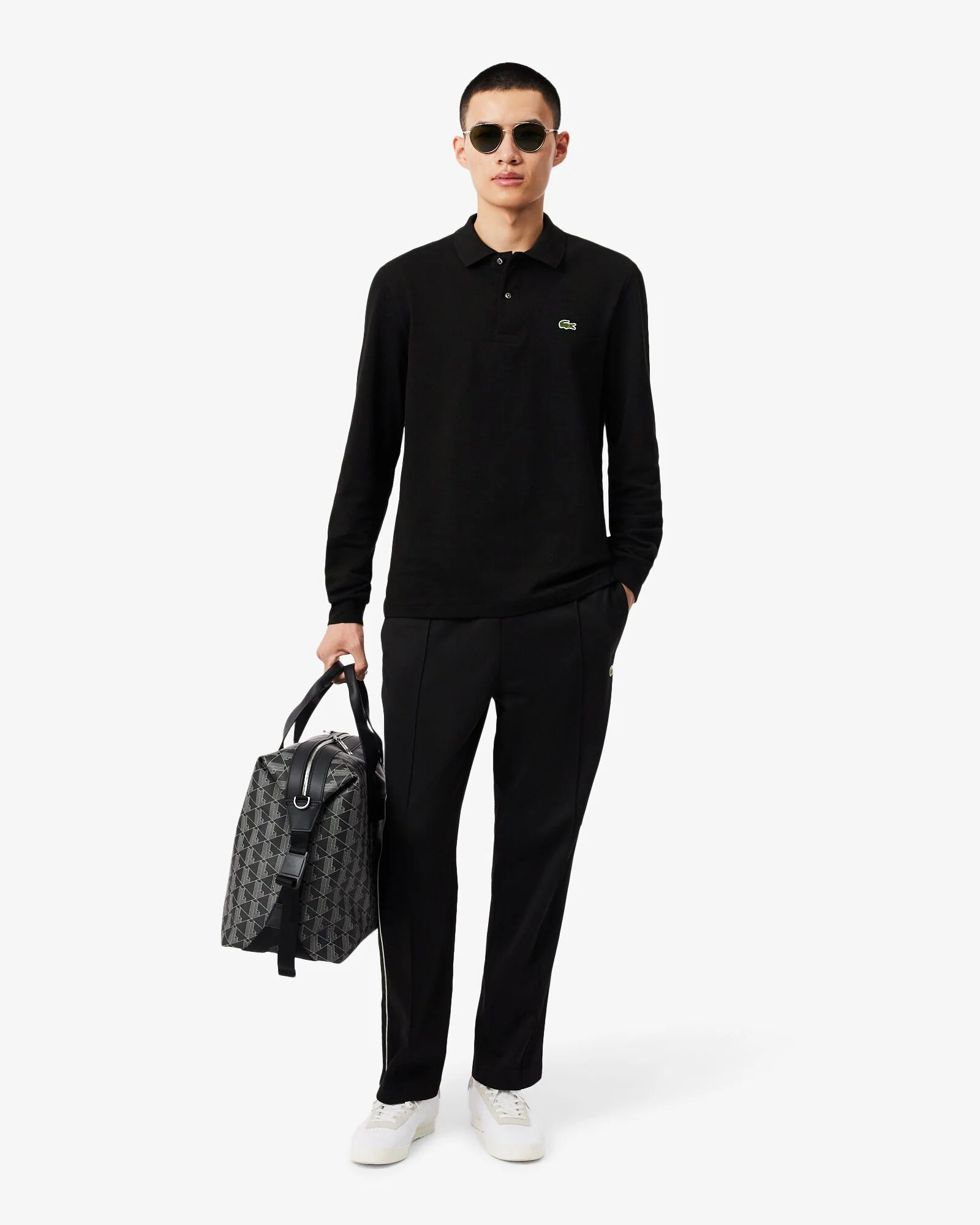 Lacoste Original L.12.12 Mens Long Sleeve Cotton Polo Shirt - Black 031 - Image 3