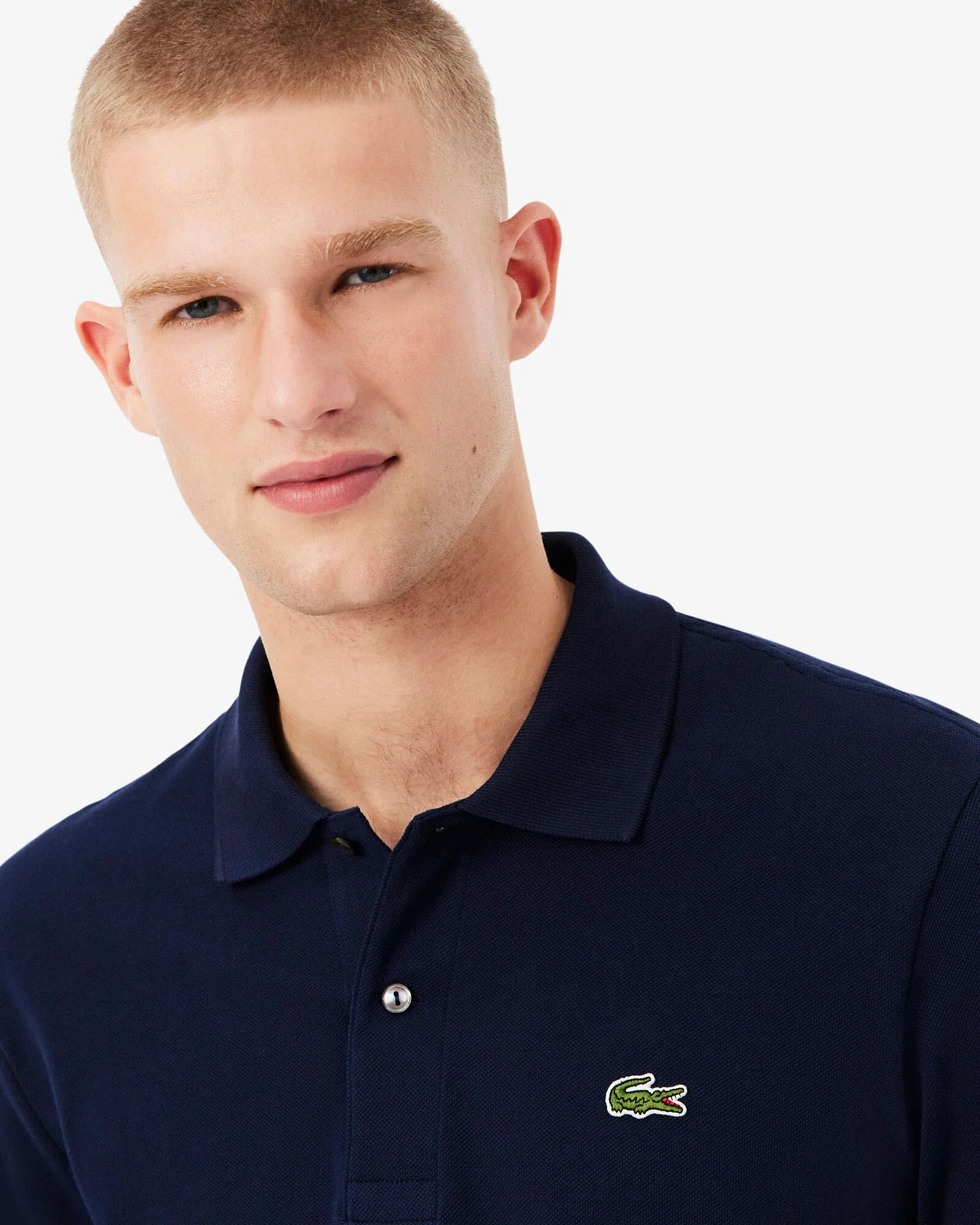 Lacoste Original L.12.12 Mens Long Sleeve Cotton Polo Shirt - Navy Blue 166 - Image 2