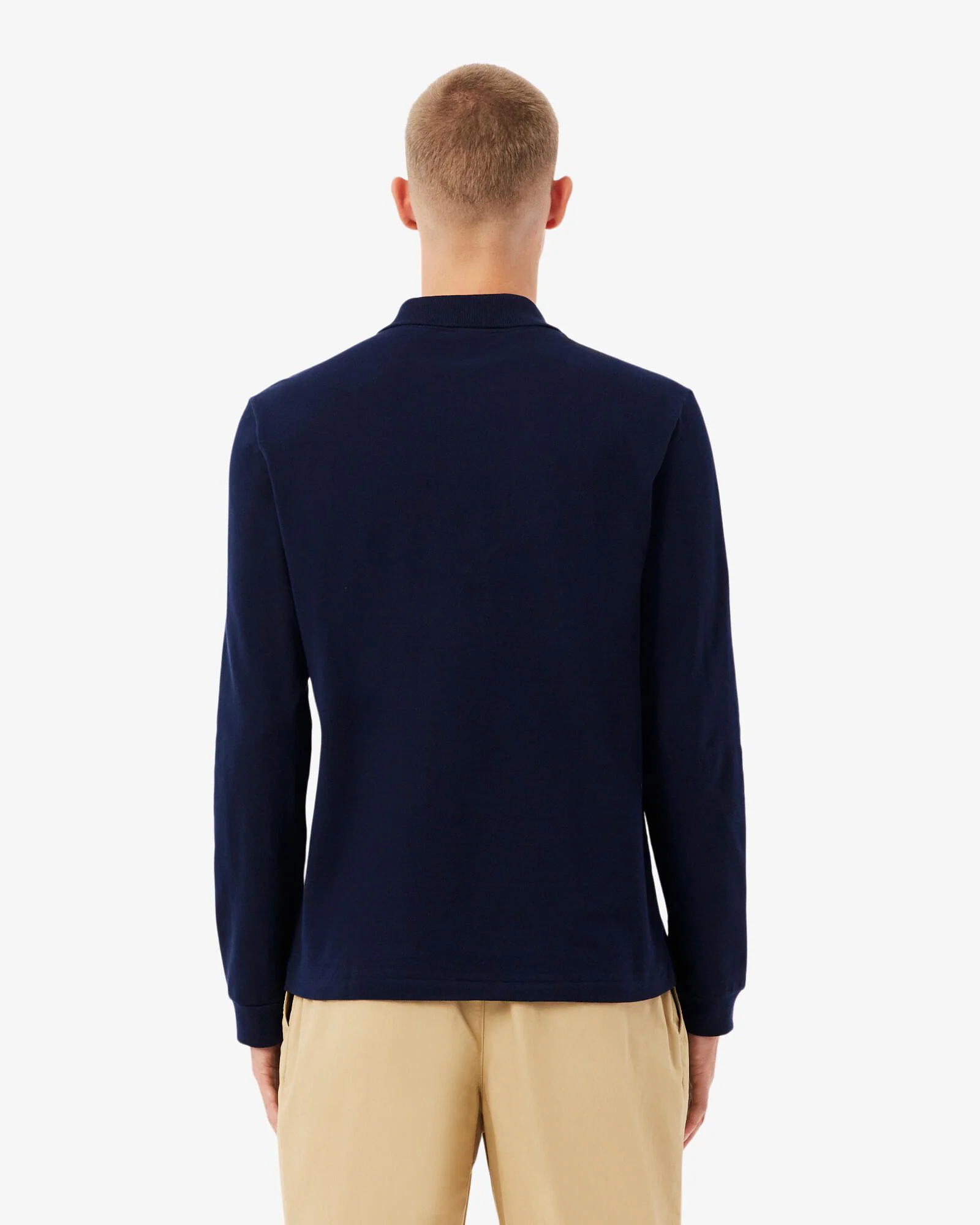 Lacoste Original L.12.12 Mens Long Sleeve Cotton Polo Shirt - Navy Blue 166 - Image 4