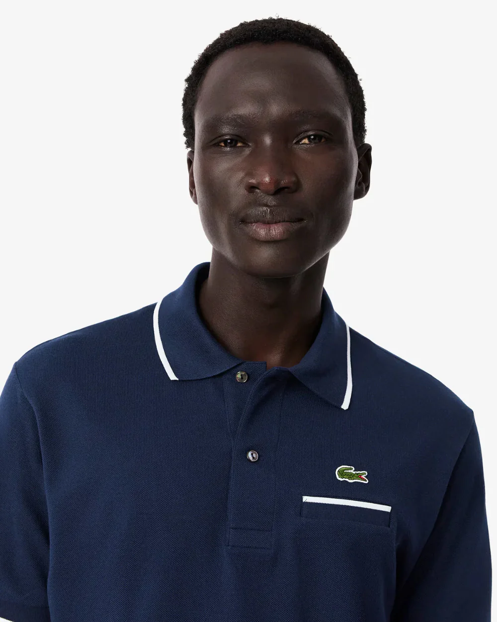 Lacoste Pocket Accent L.12.12 Mens Classic Fit Polo Shirt - Navy Blue/Flour - Image 3