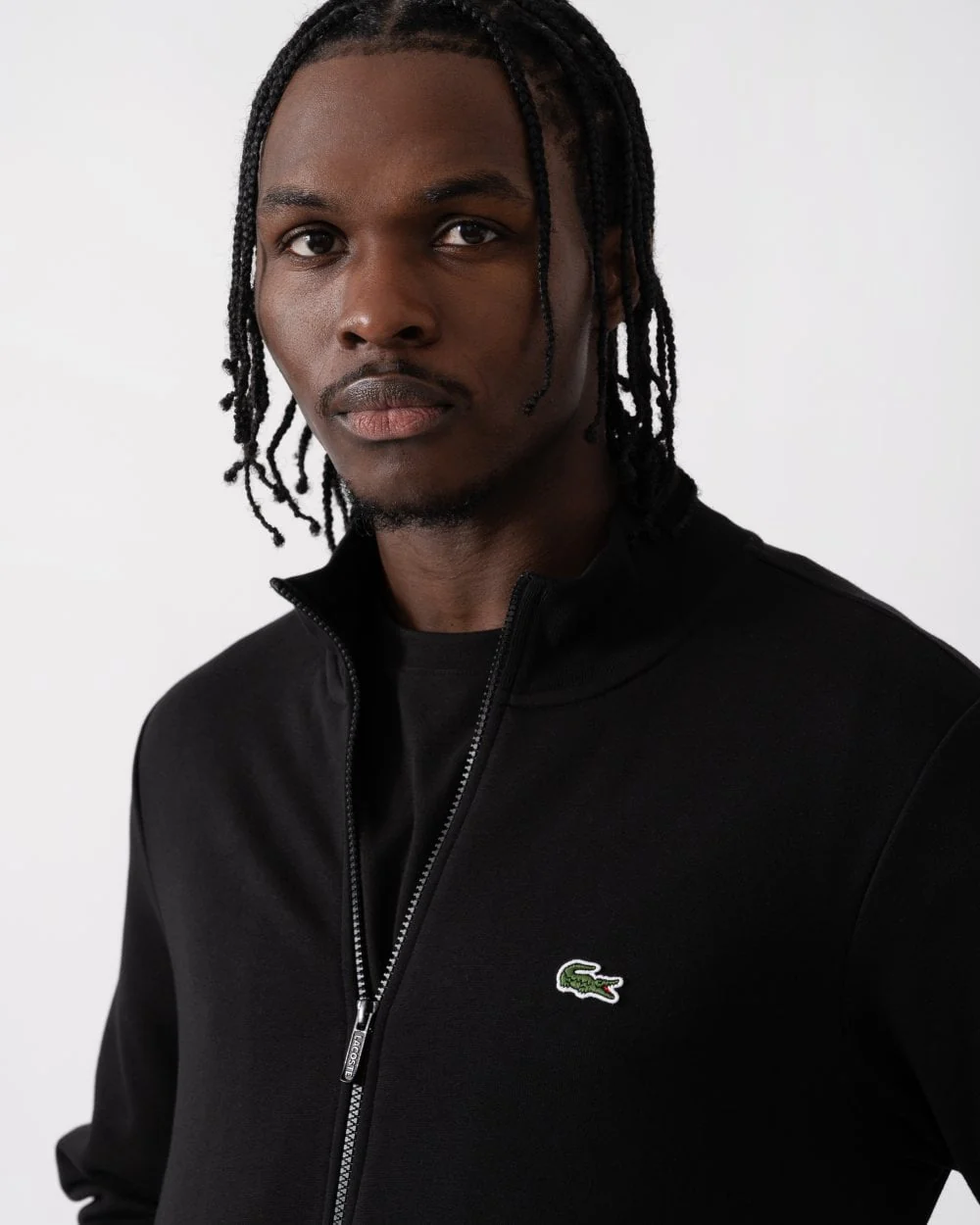 Lacoste Regular Fit Brushed Fleece Mens Zippered Sweatshirt - Black 031 - Image 2