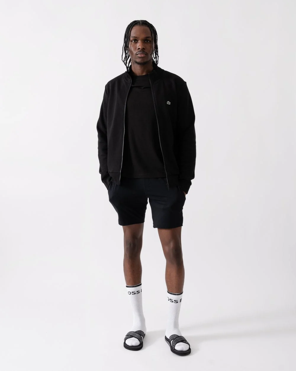 Lacoste Regular Fit Brushed Fleece Mens Zippered Sweatshirt - Black 031 - Image 3