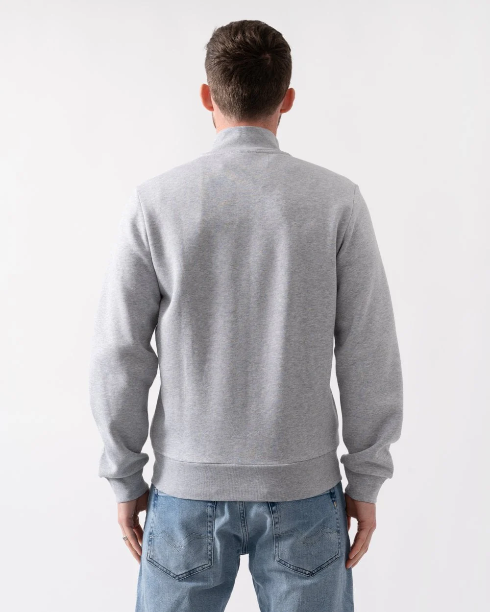 Lacoste Regular Fit Brushed Fleece Mens Zippered Sweatshirt - Silver Chine CCA - Image 4
