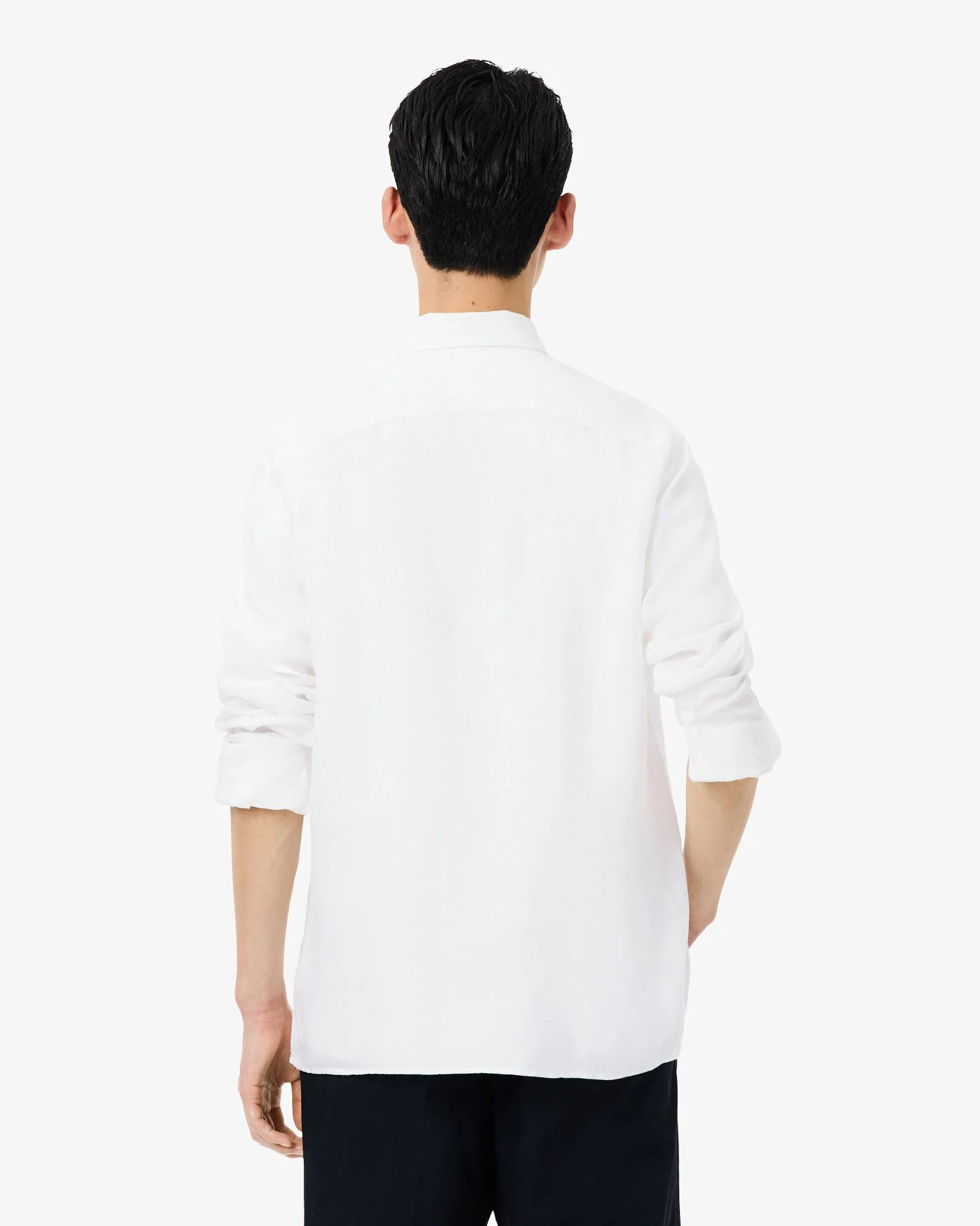 Lacoste Regular Fit Long Sleeve Mens Linen Shirt - White 001 - Image 4