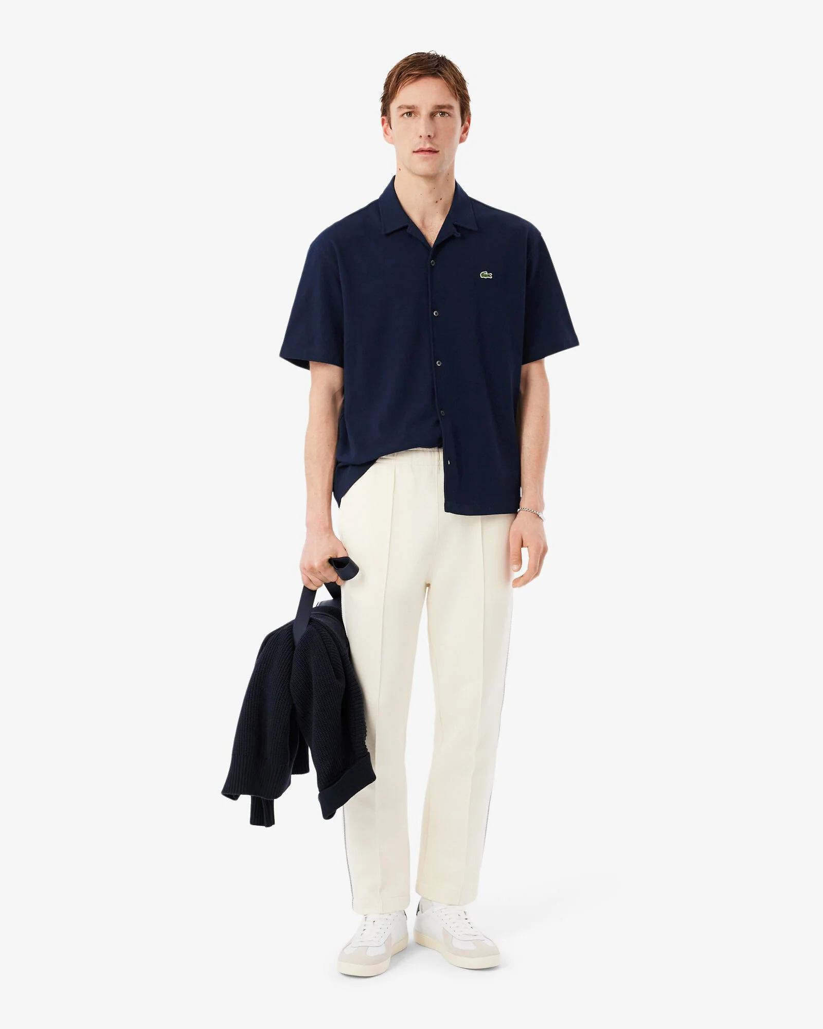 Lacoste Relaxed Fit Short Sleeved Mens Piqué Shirt - Navy Blue 166 - Image 3