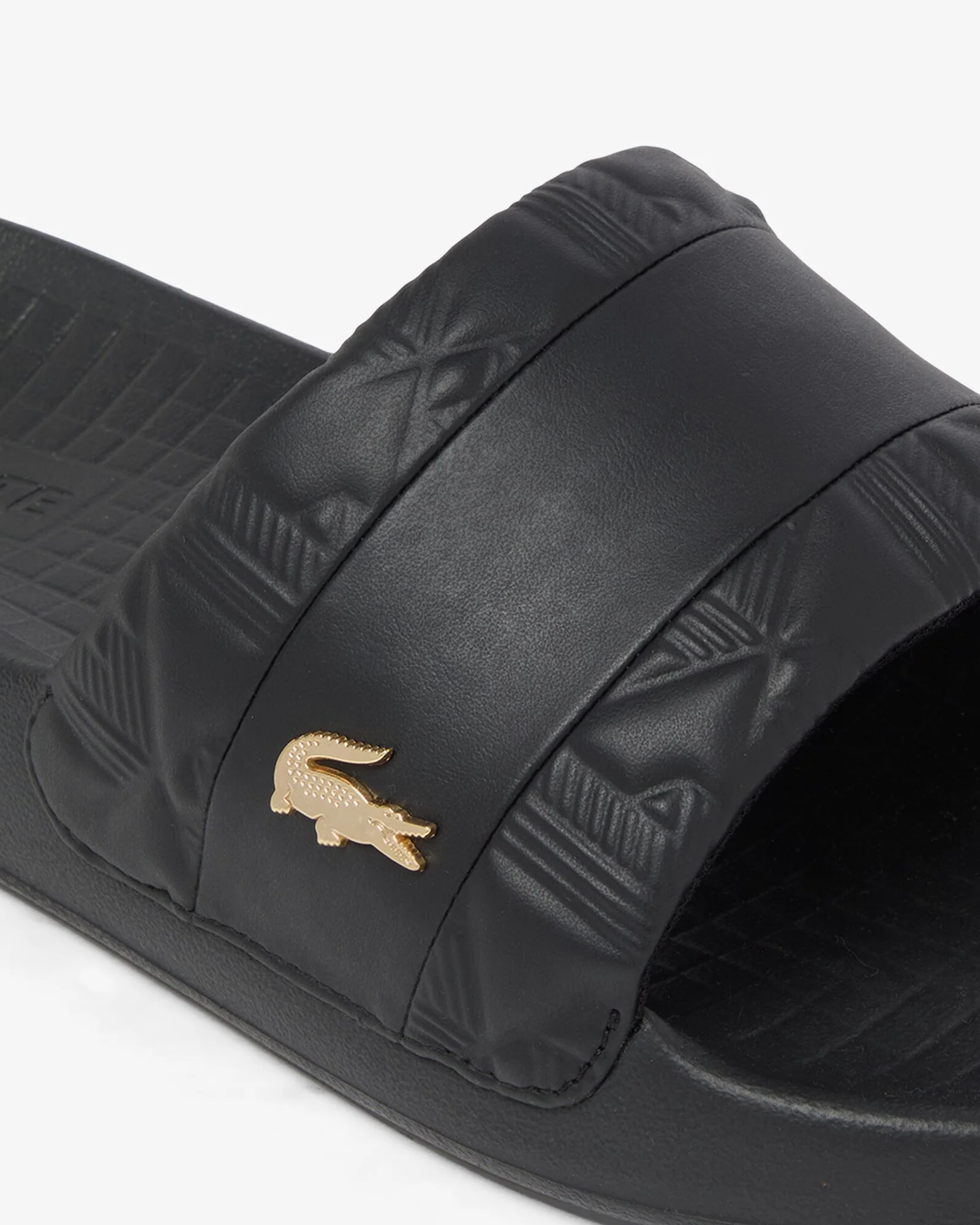 Lacoste Serve Hybrid Monogram Slides - Black/Gold 1V7 - Image 2