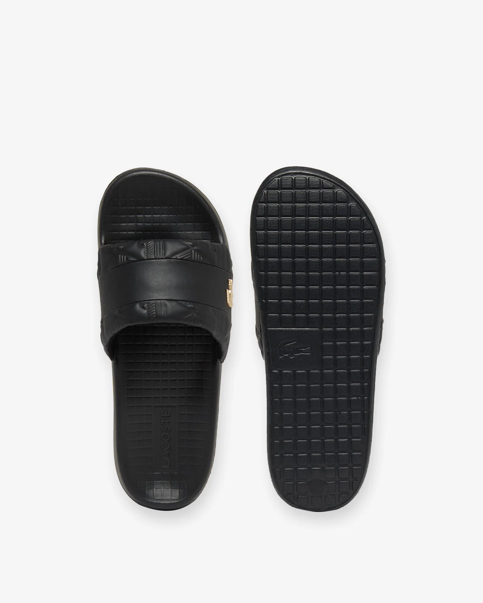 Lacoste Serve Hybrid Monogram Slides - Black/Gold 1V7 - Image 3