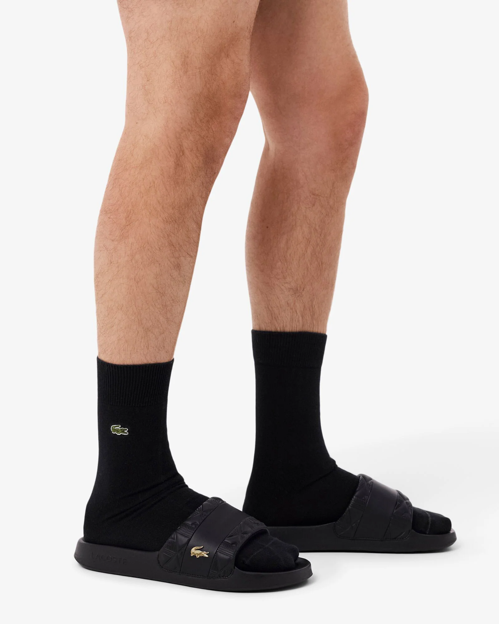 Lacoste Serve Hybrid Monogram Slides - Black/Gold 1V7 - Image 4