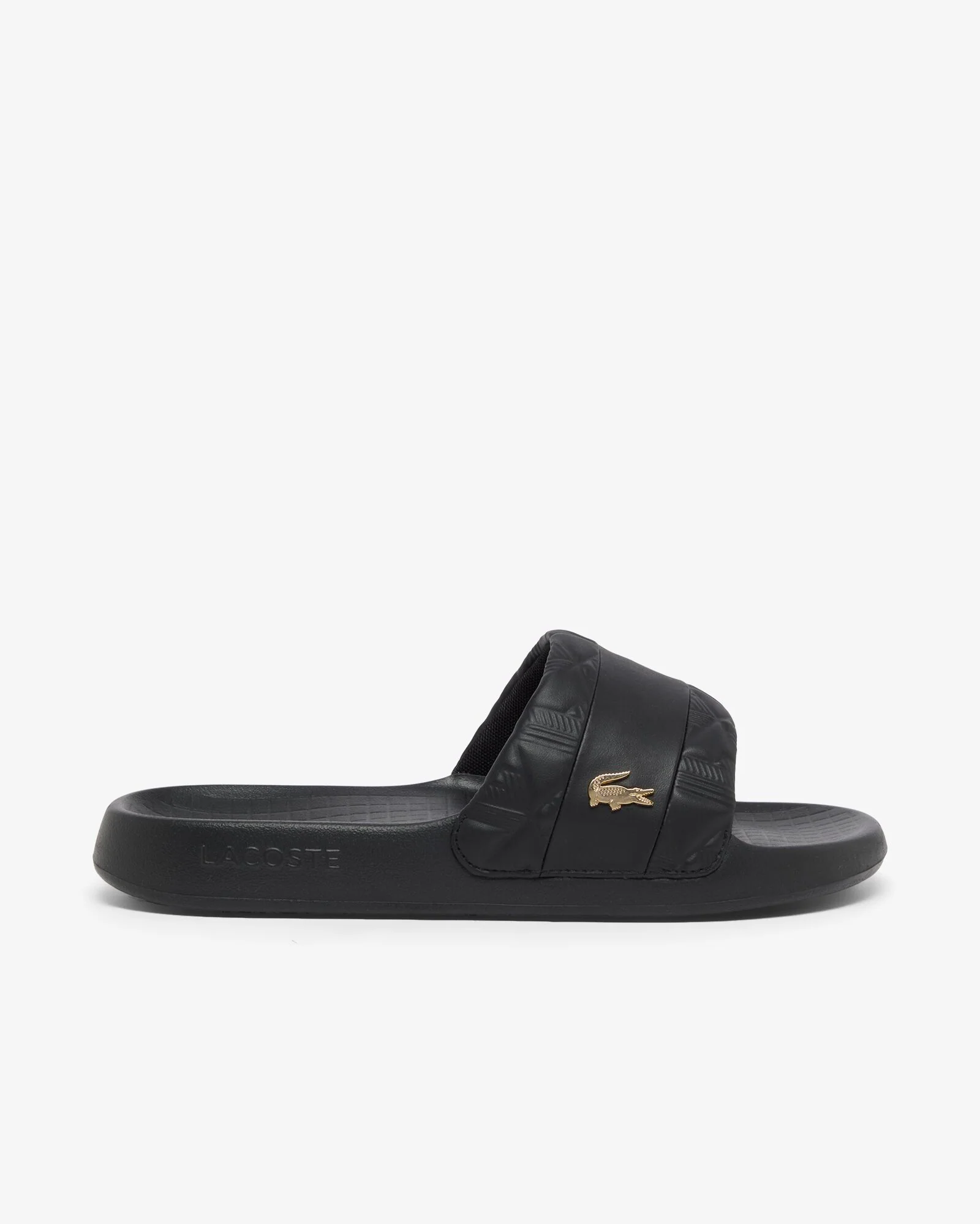 Lacoste Serve Hybrid Monogram Slides - Black/Gold 1V7 - Image 8