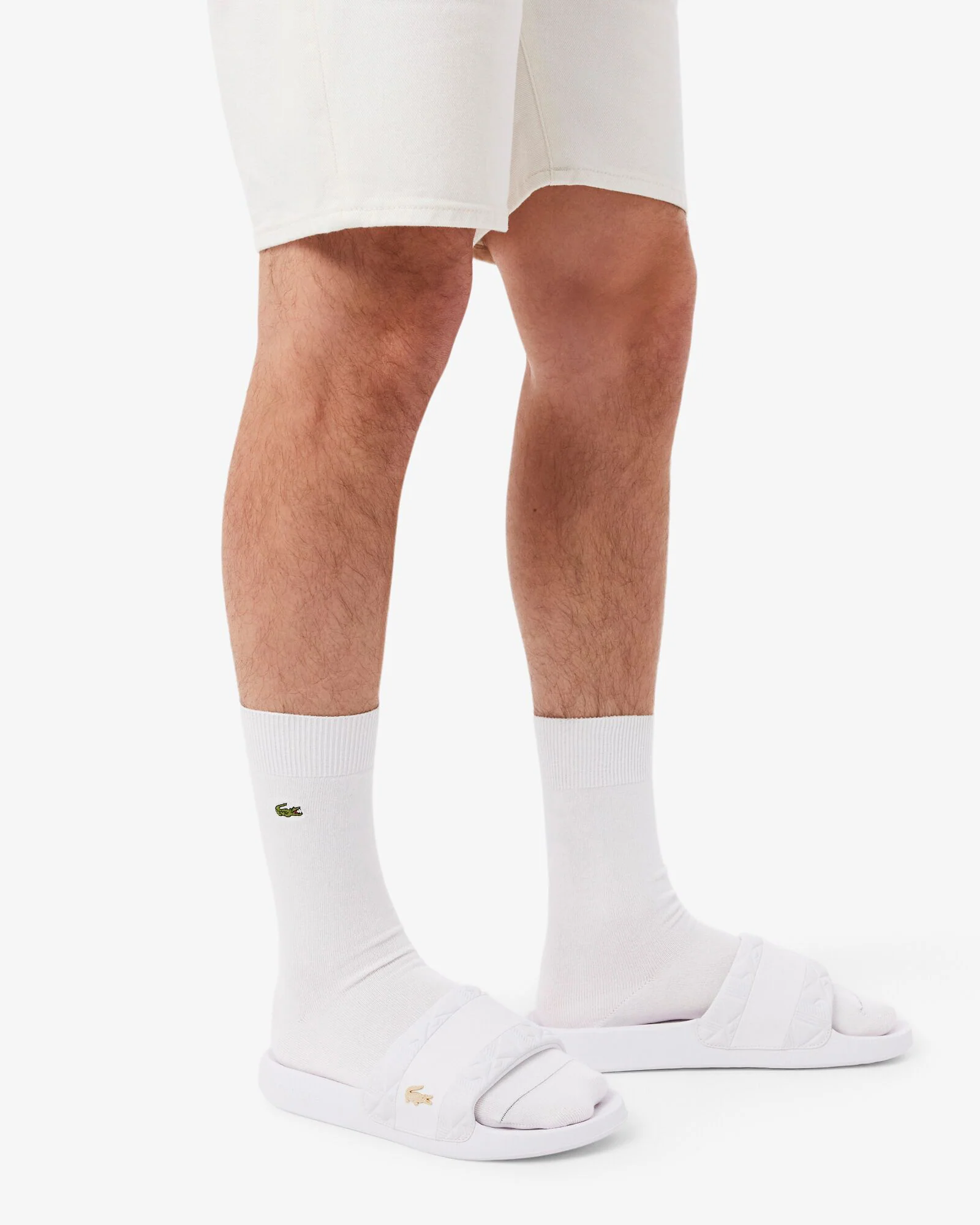 Lacoste Serve Hybrid Monogram Slides - White/White 21G - Image 4