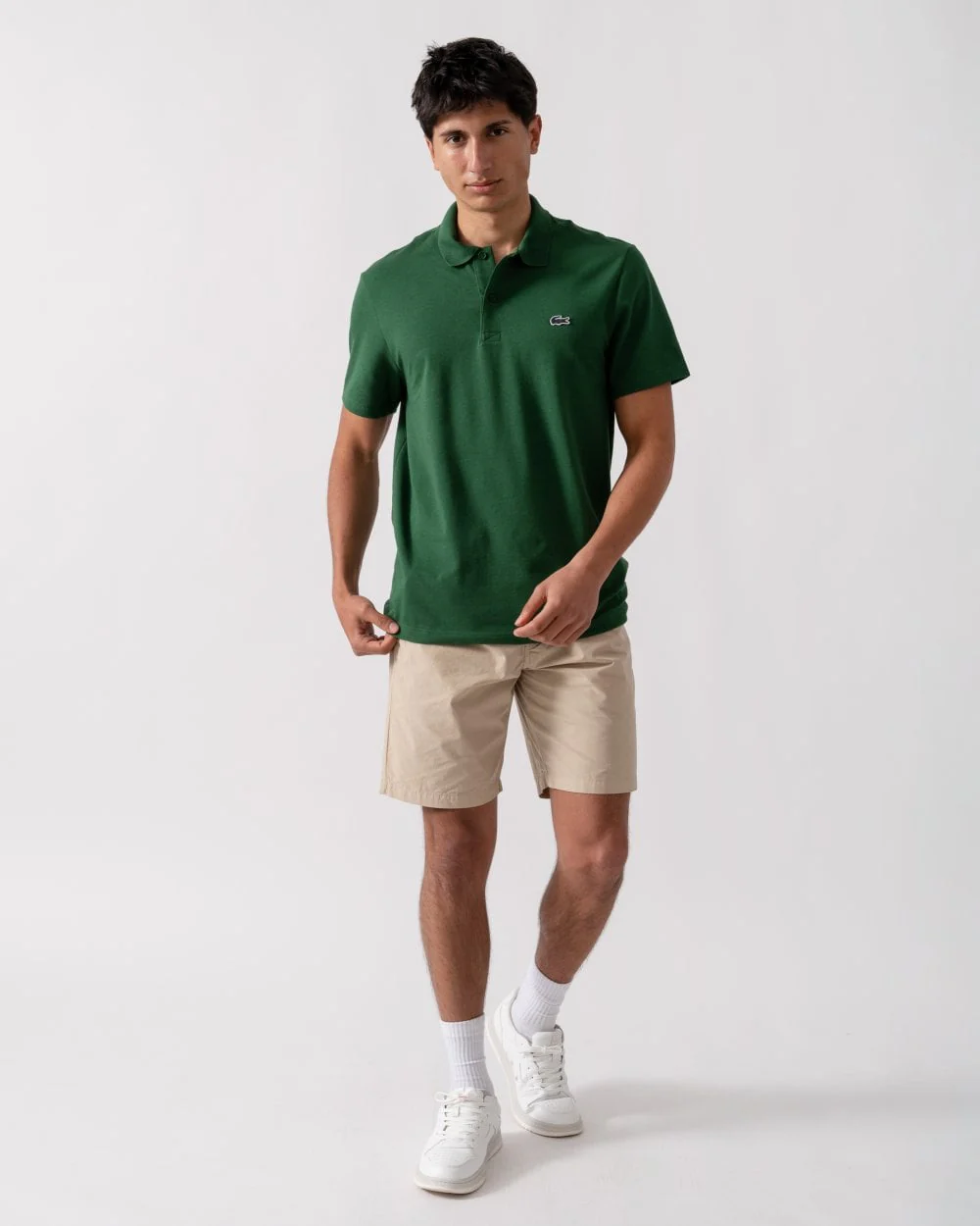 Lacoste Short Sleeved Mens Polo Shirt - Green 132 - Image 3