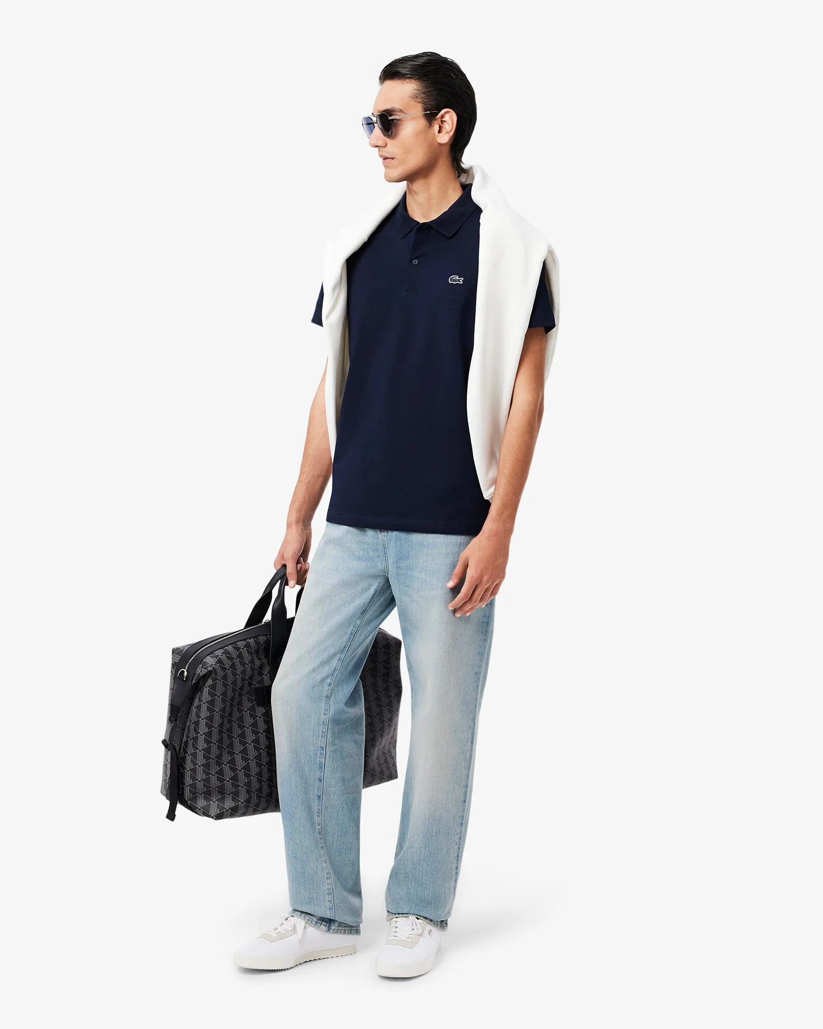 Lacoste Short Sleeved Mens Polo Shirt - Navy Blue 166 - Image 3