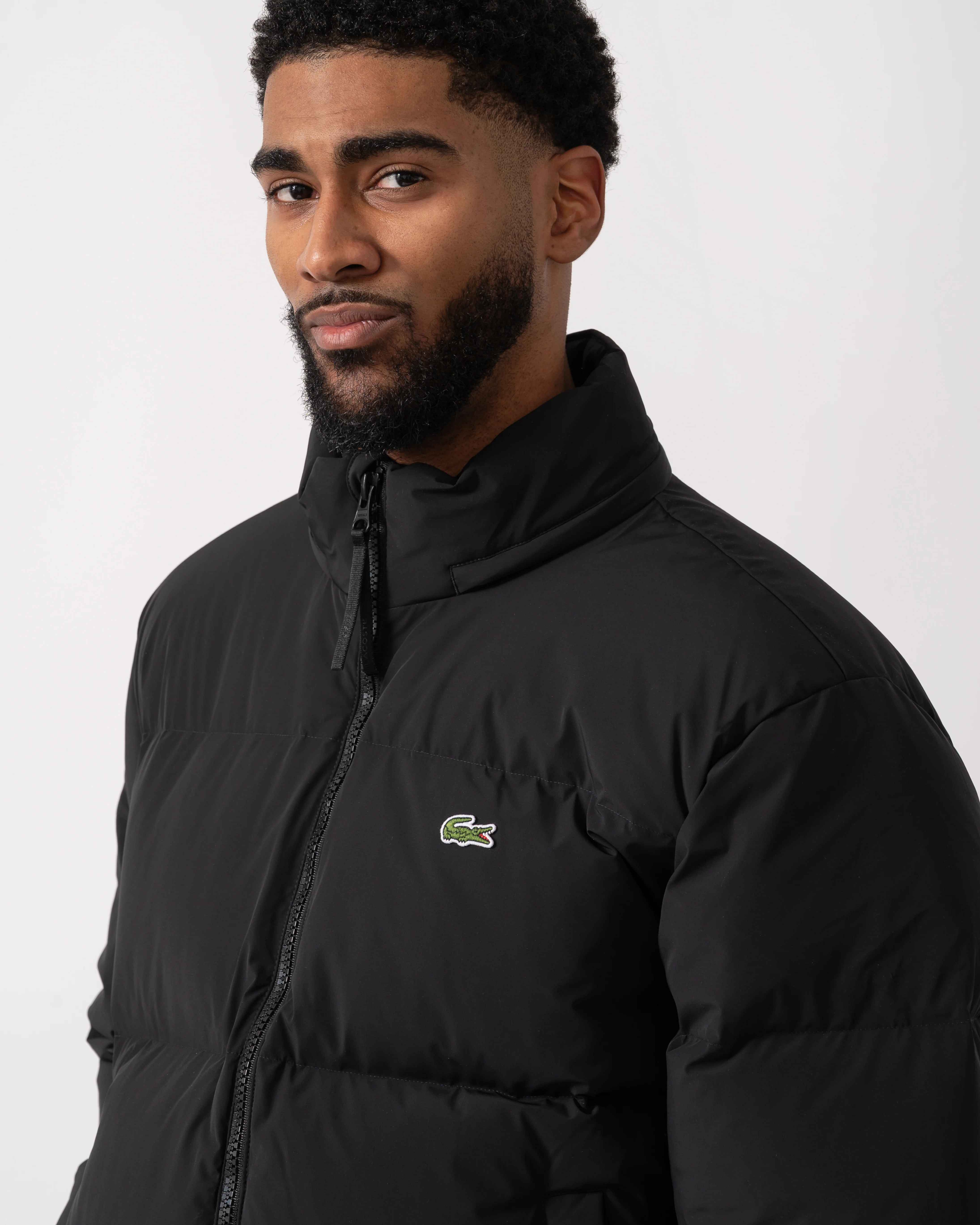 Lacoste Water-Repellent Packable Hood Mens Down Jacket - Black 031 - Image 3