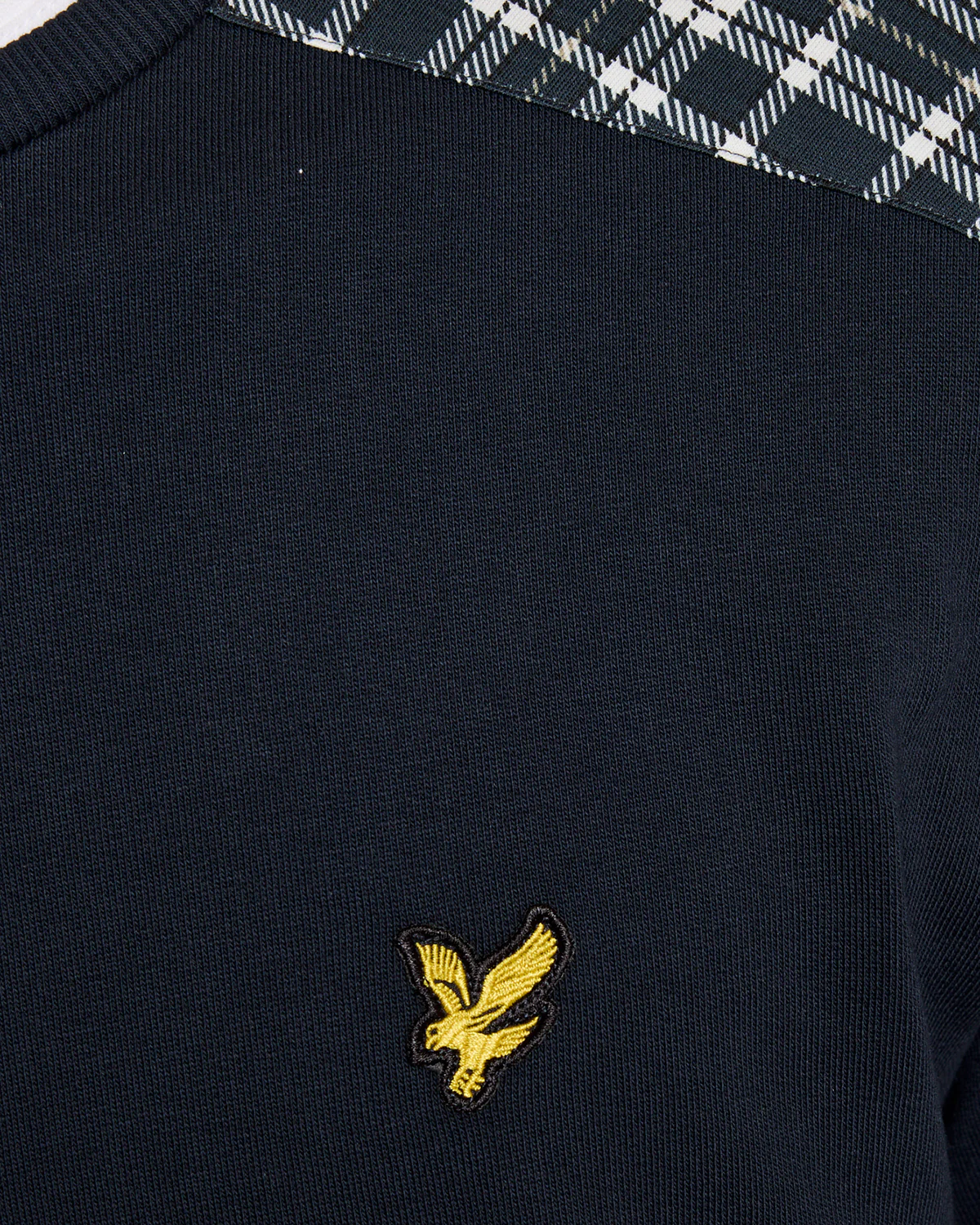 Lyle & Scott Check Panelled Mens Crew Neck Sweatshirt - Z271 Dark Navy - Image 5
